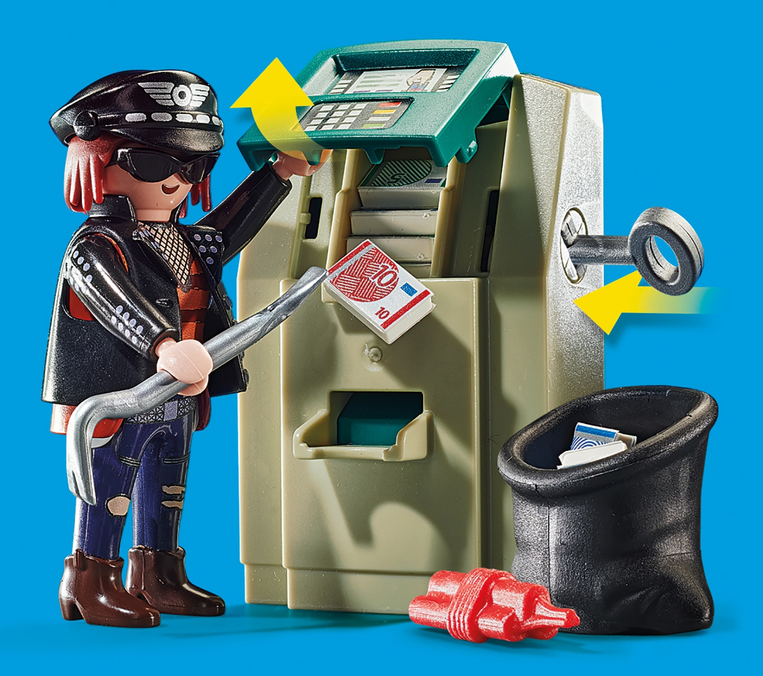 Playmobil® Konstruktions-Spielset »Polizei-Motorrad: Verfolgung des Geldräubers (70572), City Action«, (32 St.), Made in Europe