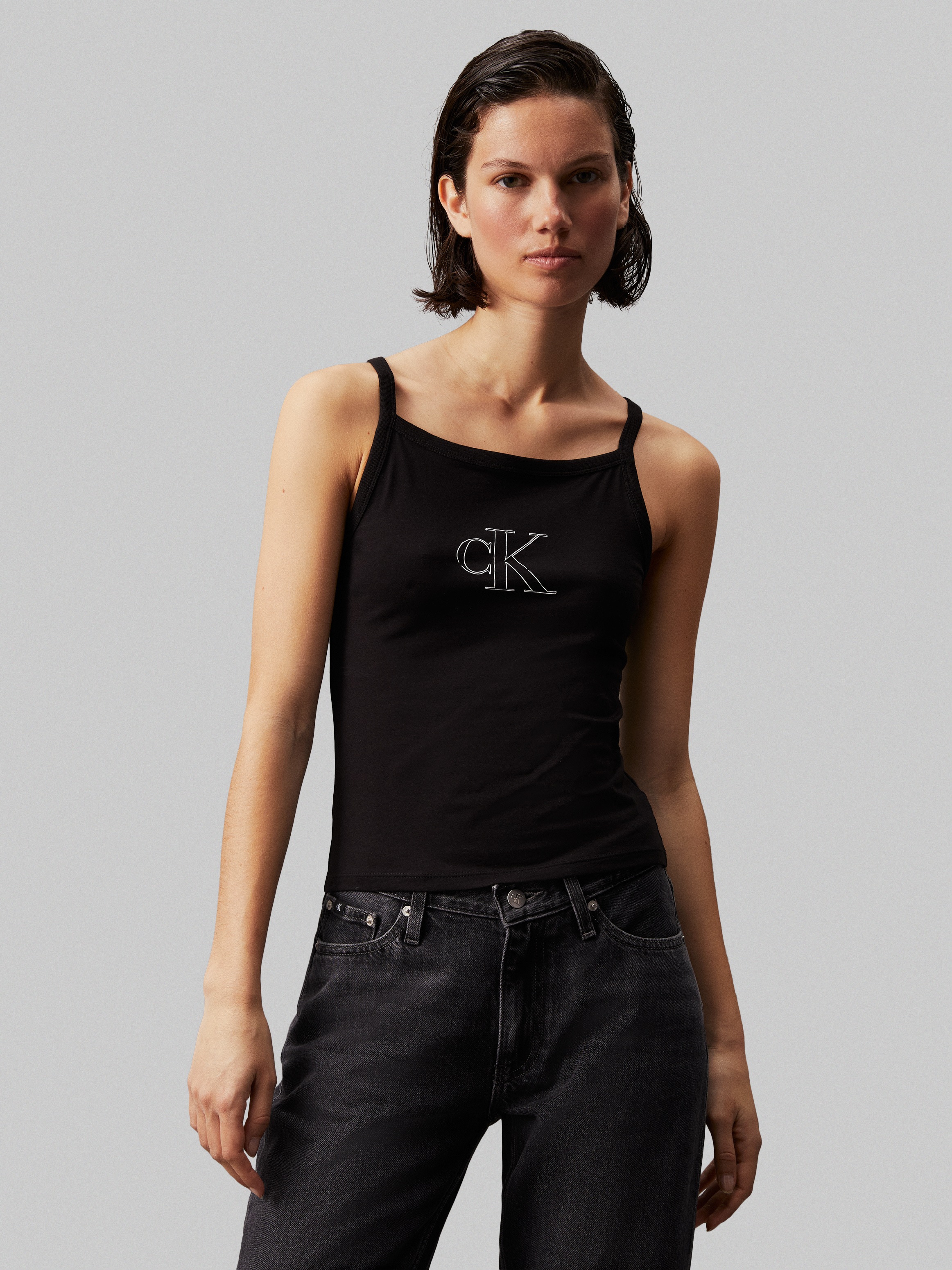 Calvin Klein Jeans Spaghettitop »OUTLINED CK STRAPPY TANK« mit Markenlabel