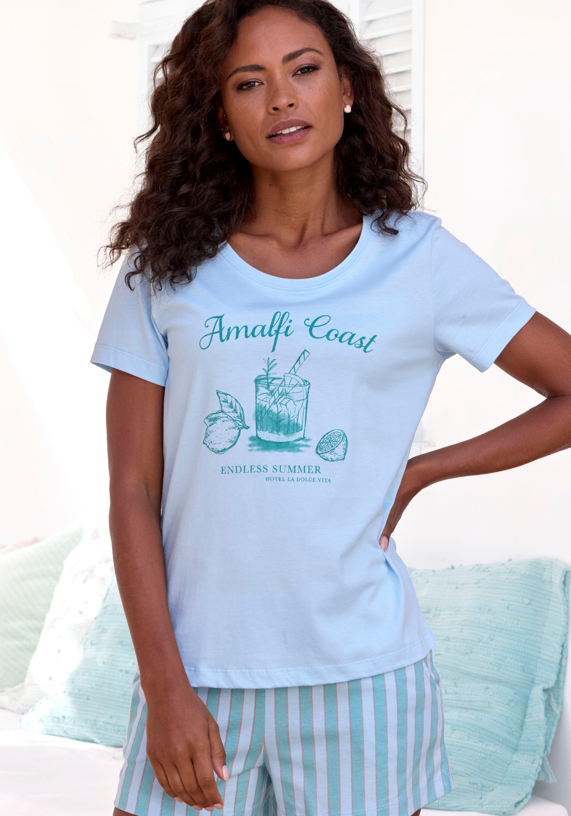 Vivance Dreams Pyjamaoberteil mit schönem Frontprint