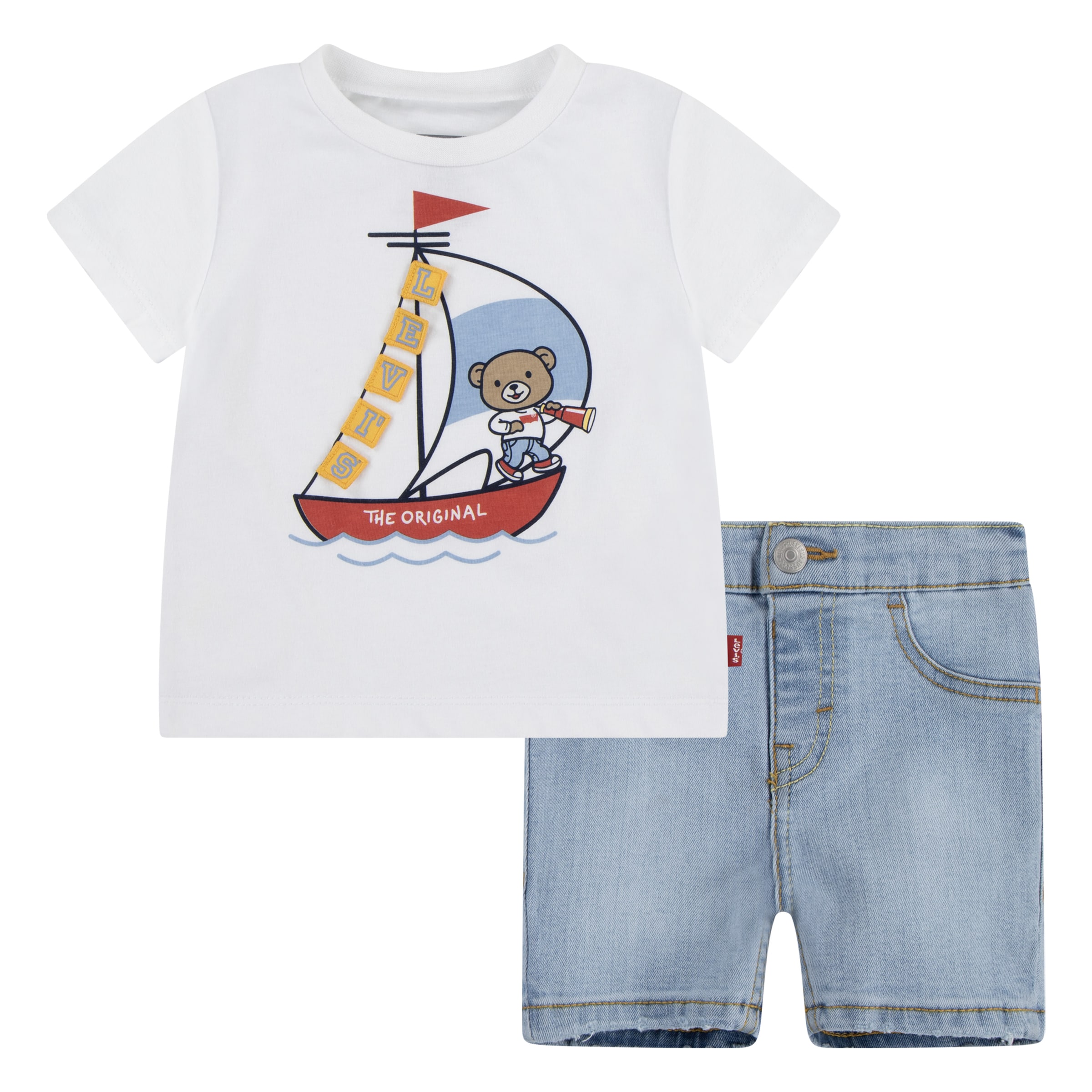 Levi's® Kids T-Shirt & Shorts »LVB LEVI 3D SAILING DENIM SET« Set, 2tlg., 2 Stk. mit Bären-Grafik