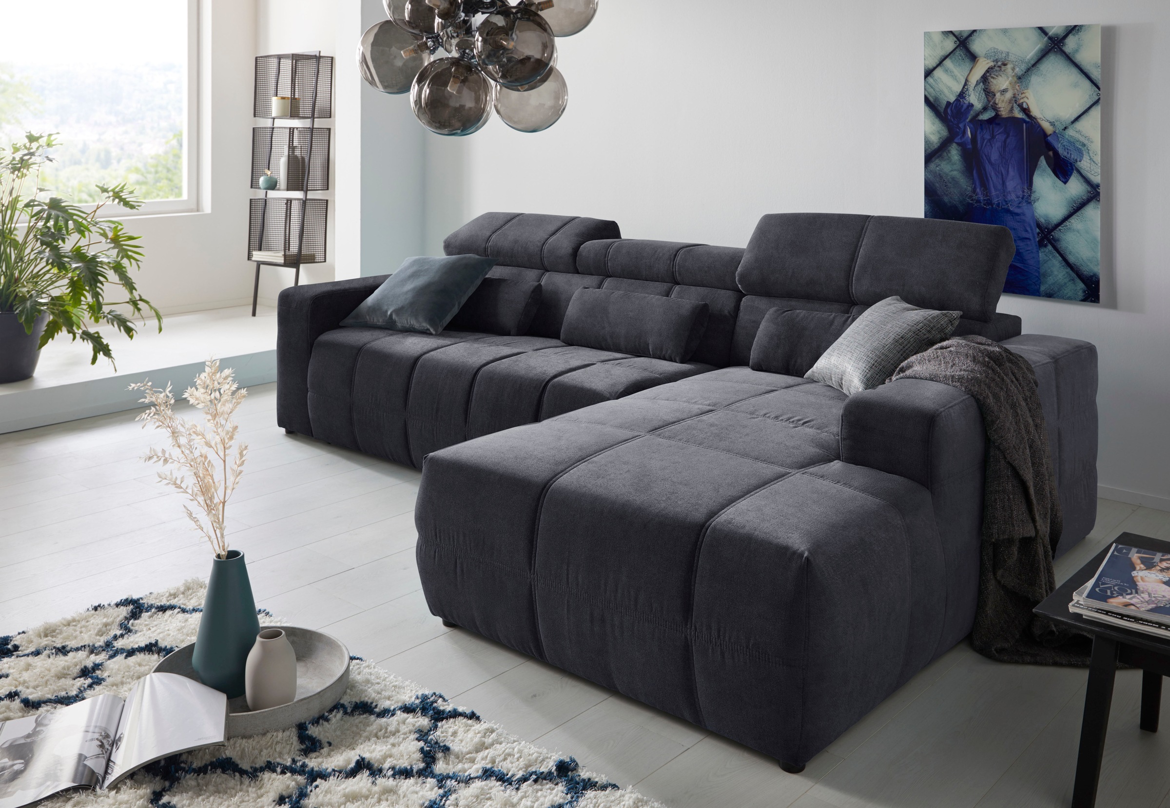 DOMO collection Ecksofa »Brandon B/T/H: 289/177/80 cm, whlw. mit Sitztiefenverstellung, L-Form«, mit Kopfteilverstellung, wahlweise Sitztiefenverstellung, L-Form