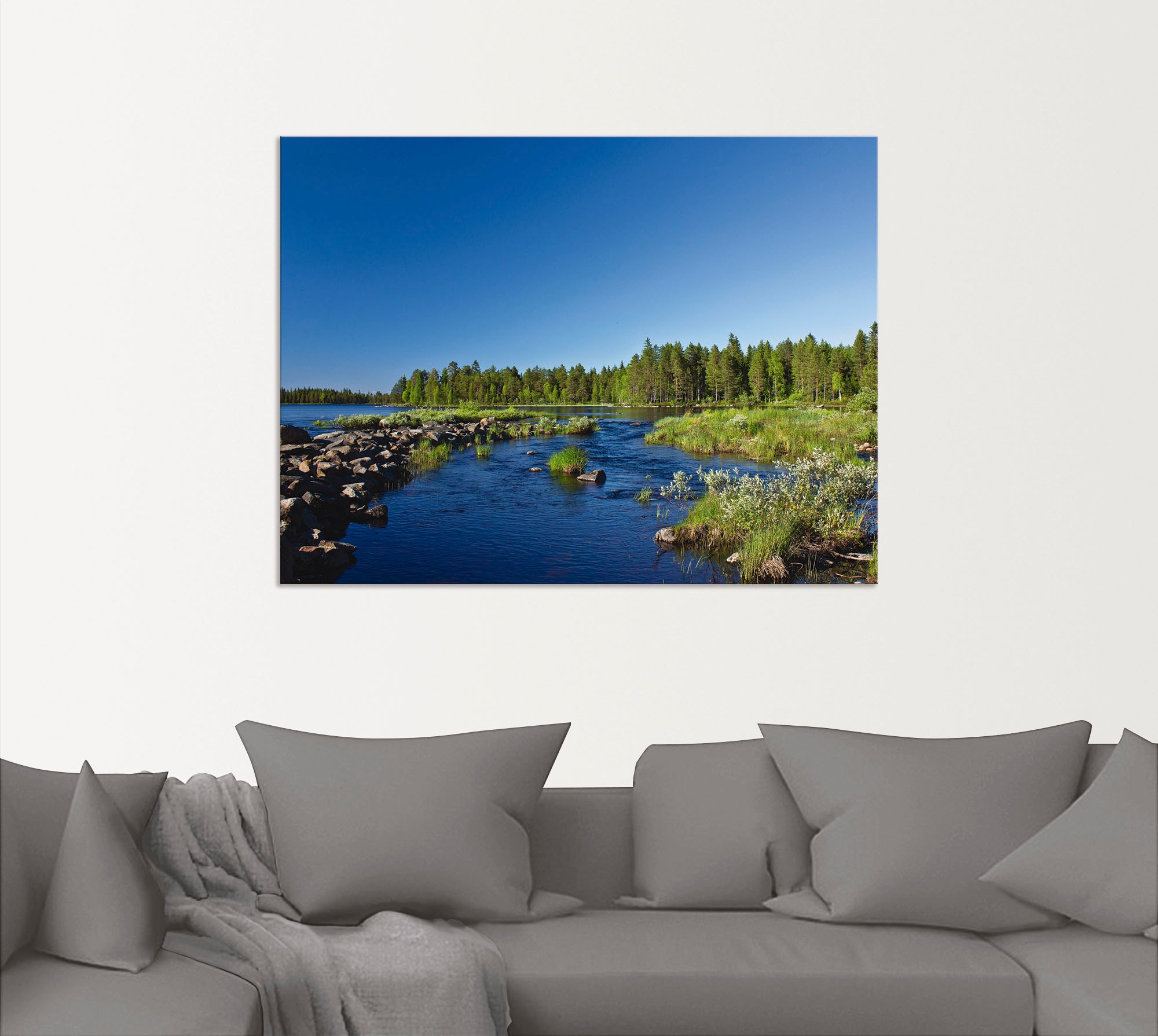Artland Alu-Dibond-Druck »Am Fluss in Finnland«, Gewässer, (1 St.), für Innen- und Aussenbereich geeignet, Outdoorbild