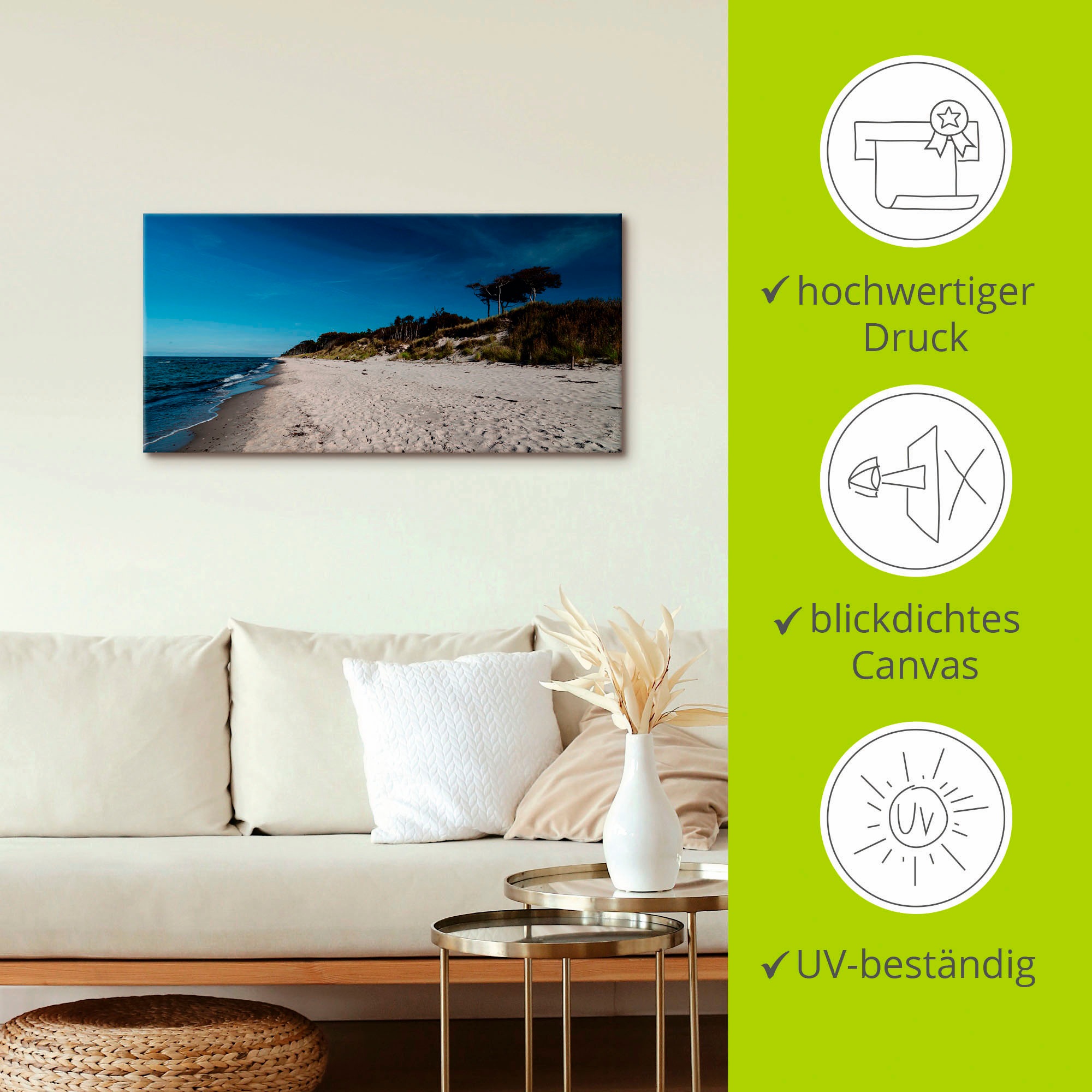 Artland Wandbild »Am Weststrand- Ostsee - Darss«, Strand, (1 St.), als Leinwandbild in verschied. Grössen