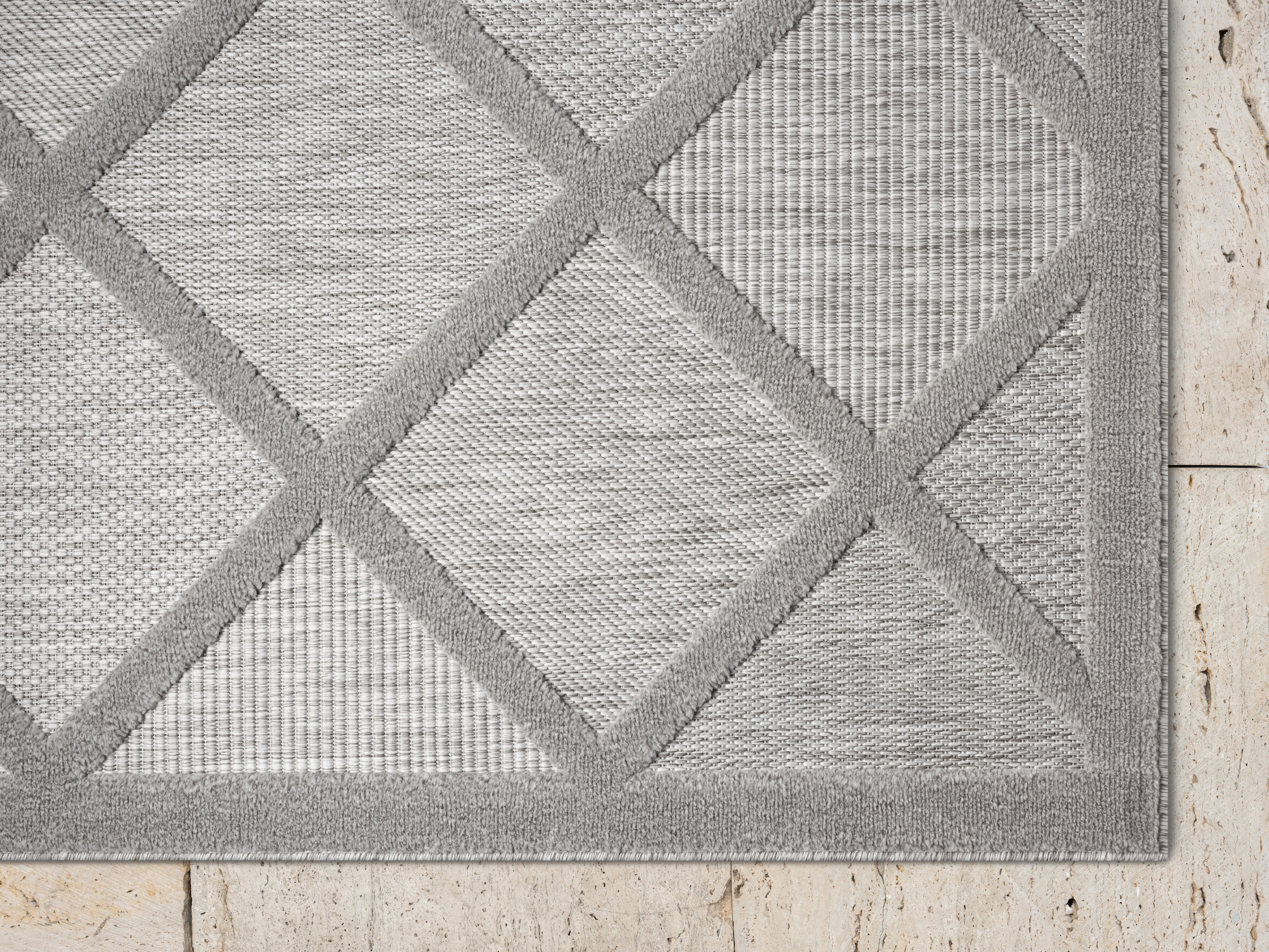 Myflair Möbel & Accessoires Teppich »Amara, LAGERRÄUMUNG!«, rechteckig, 8 mm Höhe, Uni Farben, Hoch-Tief Effekt, Outdoor geeignet, Balkon, Terrasse