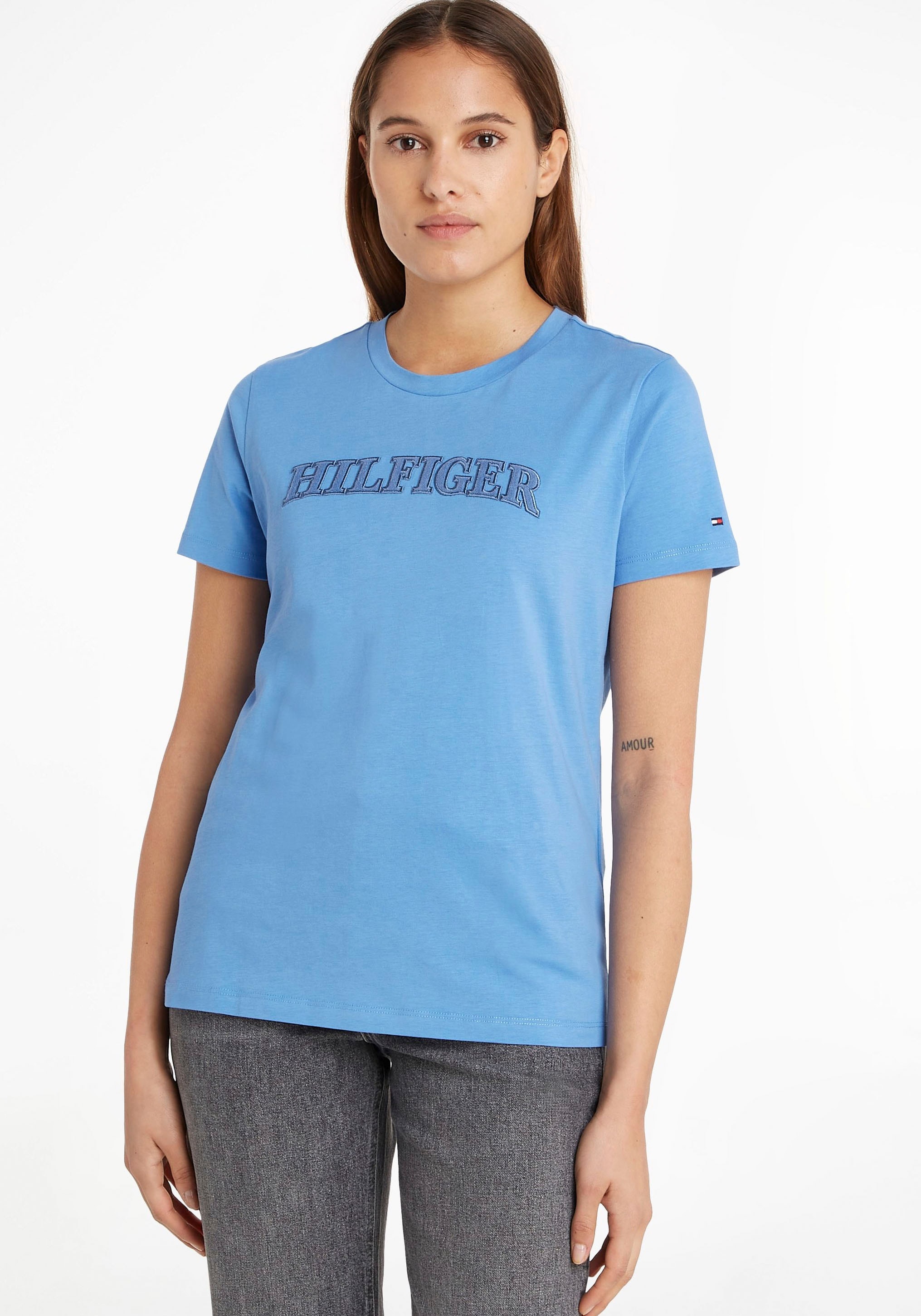 Hilfiger Markenlabel Hilfiger C-NK Tommy T-Shirt SS«, HILFIGER online | Jelmoli-Versand Tommy TONAL »REG bestellen mit