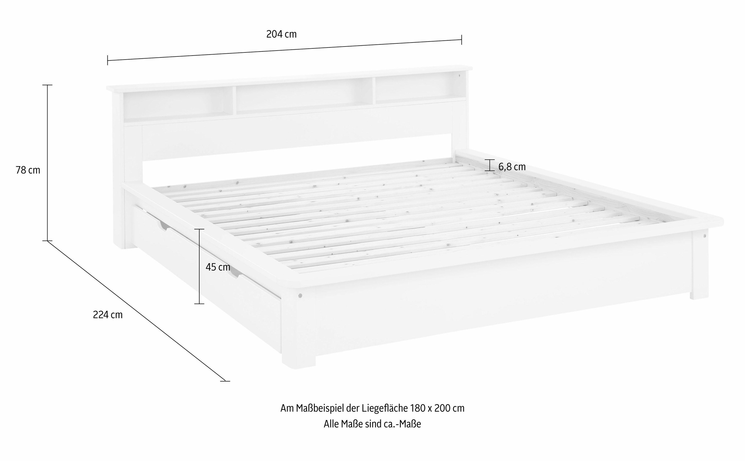 Home affaire Massivholzbett »"KERO" BESTSELLER! Stauraum im Kopfteil«, zertifiziertes Massivholz (Kiefer), optional mit Schublade