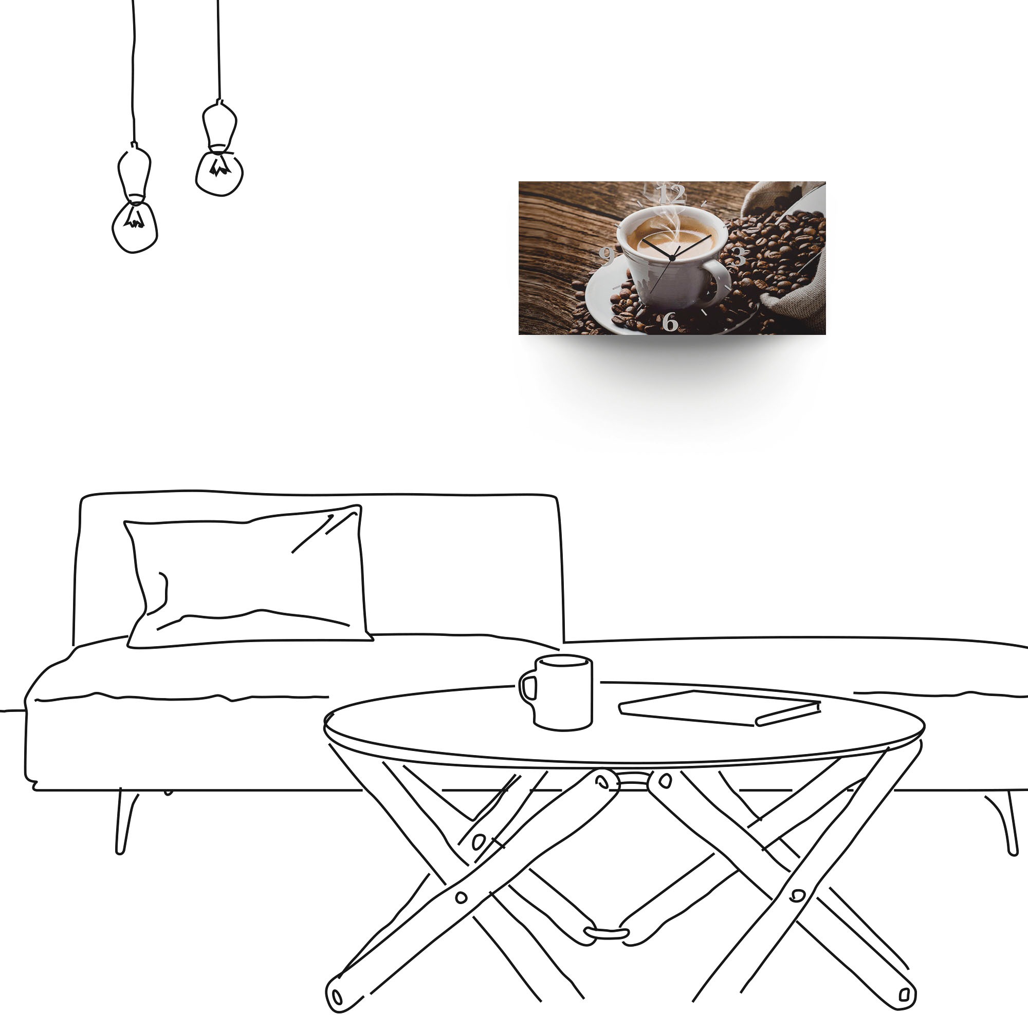Artland Wanduhr »Heisser Kaffee - dampfender Kaffee«, 3D Optik gebogen, mit Quarz- oder Funkuhrwerk, versch. Grössen