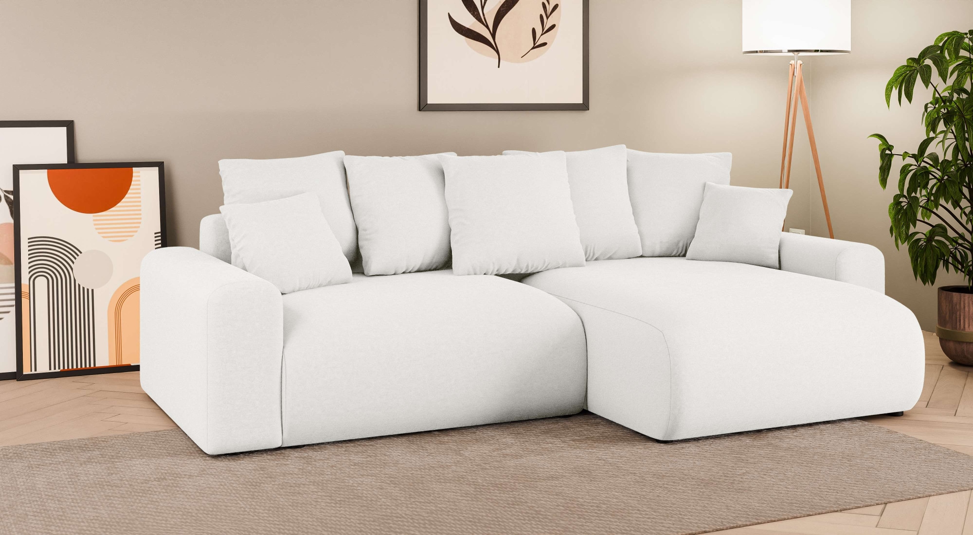 Home affaire Ecksofa »LAKESIDE klein mit Bettfunktion und Bettkasten, B/T/H 235/142/84 cm«, L-Form, Recamiere beidseitig montierbar, mit Wellenunterfederung
