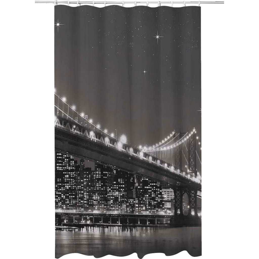 ADOB Duschvorhang »New York«, (1 tlg.), Textil, inkl. Vorhangringe und eingenähtem Bleiband für perfekten Fall