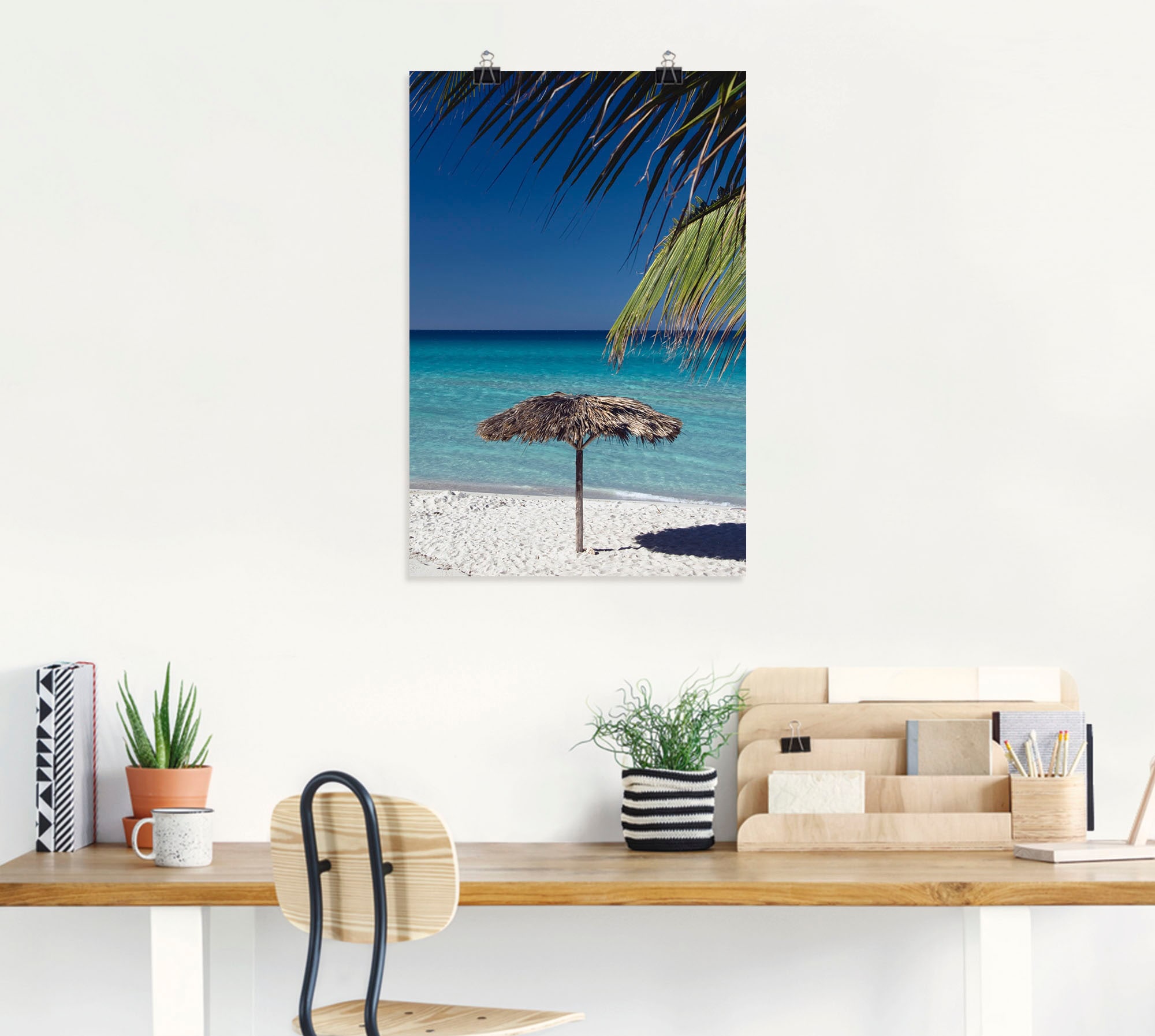 Artland Poster »Sonnenschirm am Strand«, Amerika, (1 St.), als Alubild, Leinwandbild, Wandaufkleber oder Poster in versch. Grössen