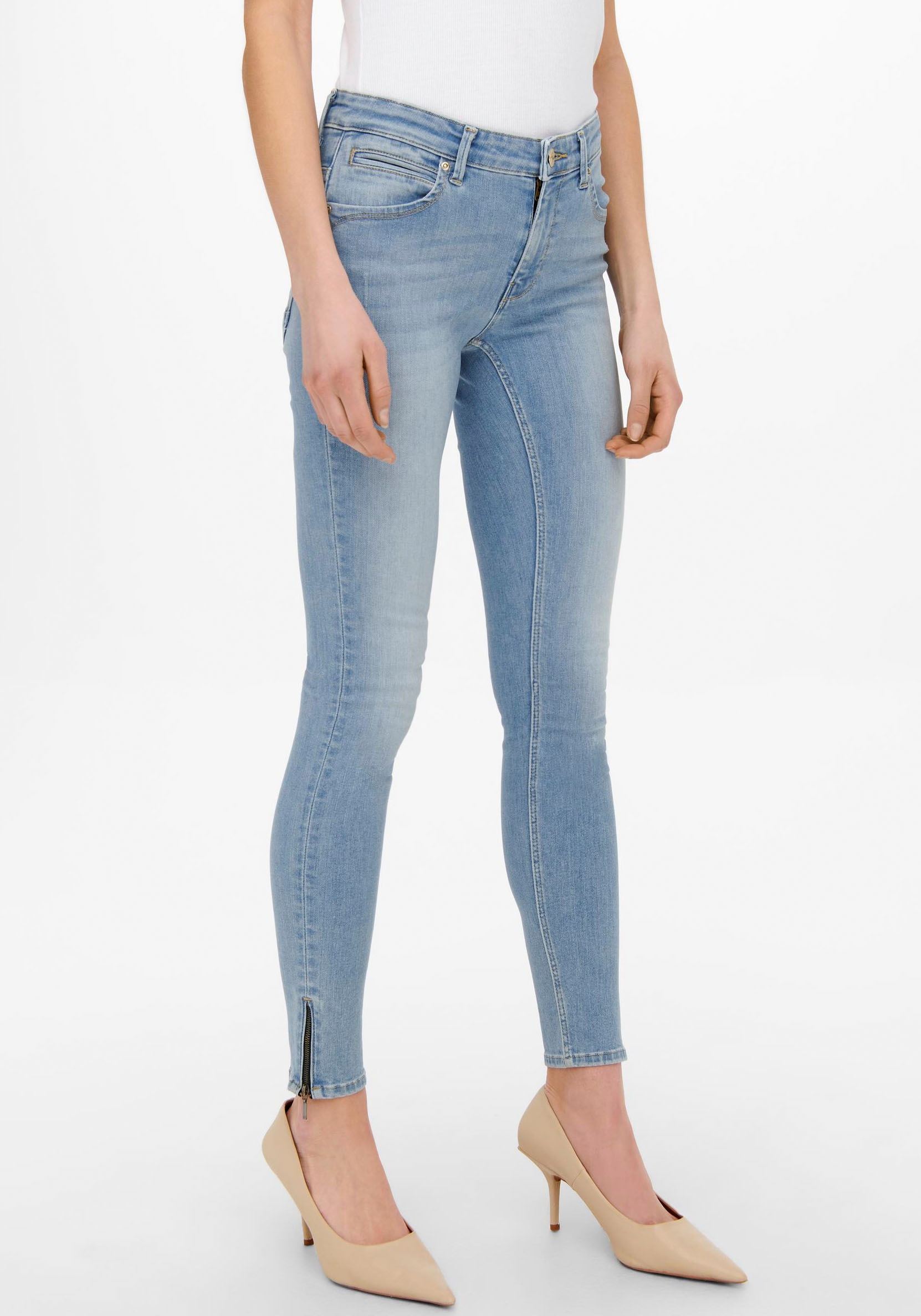 ONLY Skinny-fit-Jeans »ONLKENDELL RG SK ANK DNM TAI467 NOOS«, mit  Reissverschluss Detail am Bein online kaufen bei Jelmoli-Versand Schweiz