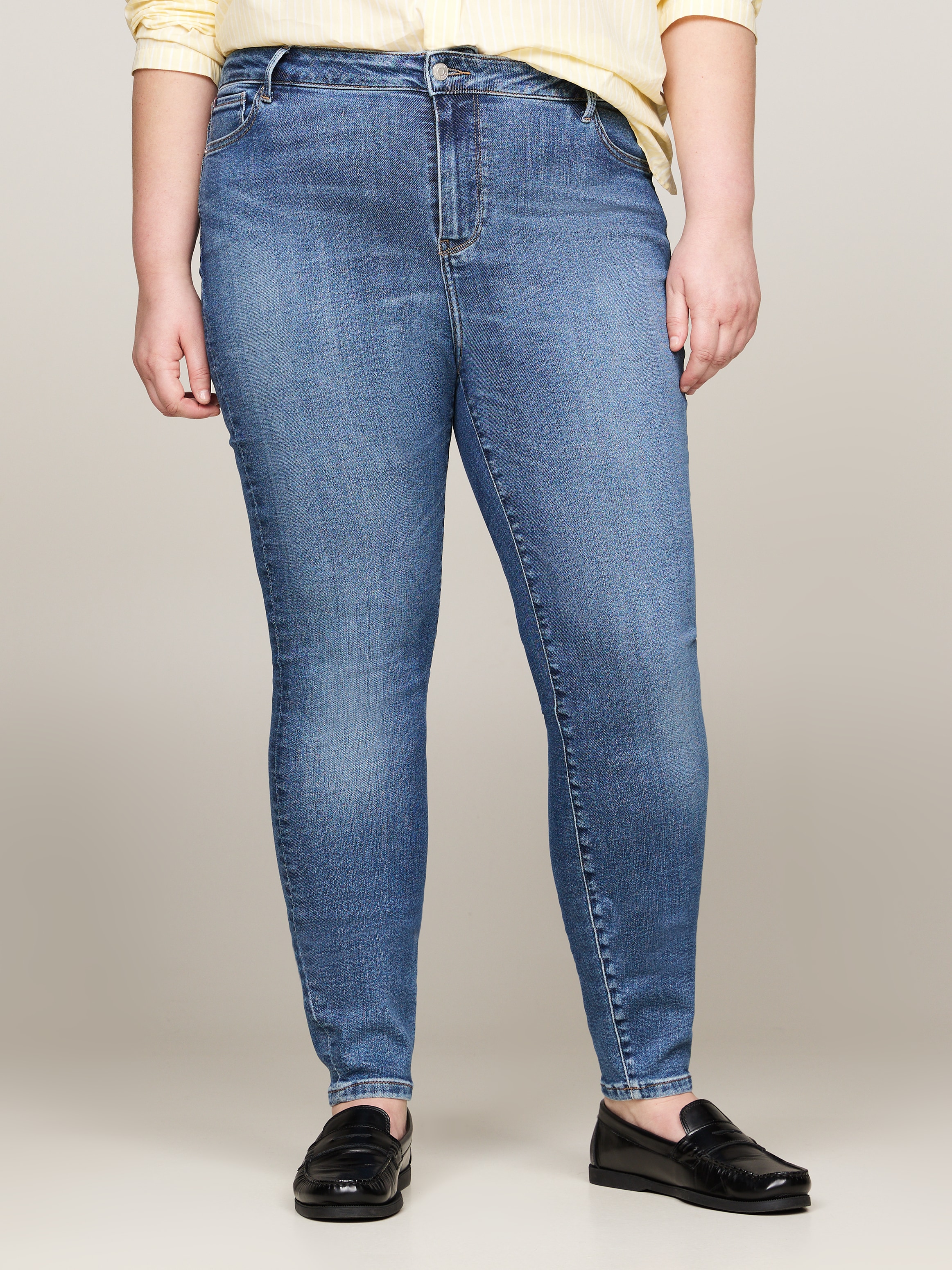 Tommy Hilfiger Curve Skinny-fit-Jeans »CRV HARLEM U SKINNY HW«, Grosse Grössen in Stoned Washed Optik