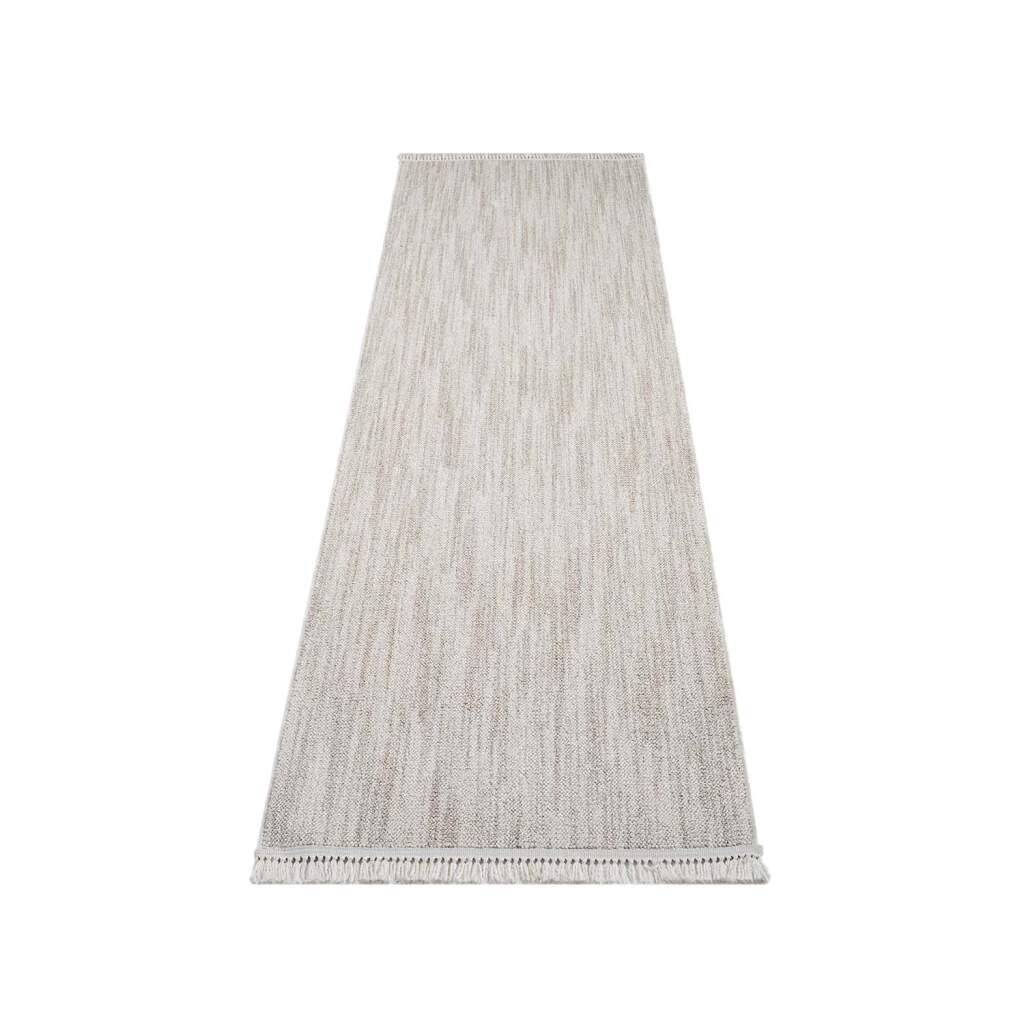 Carpet City Teppich »CLASICO 0052«, rechteckig, 11 mm Höhe, Läufer, Kurzflor, Hochtief-Muster, Boho, Fransen, Wohnzimmer
