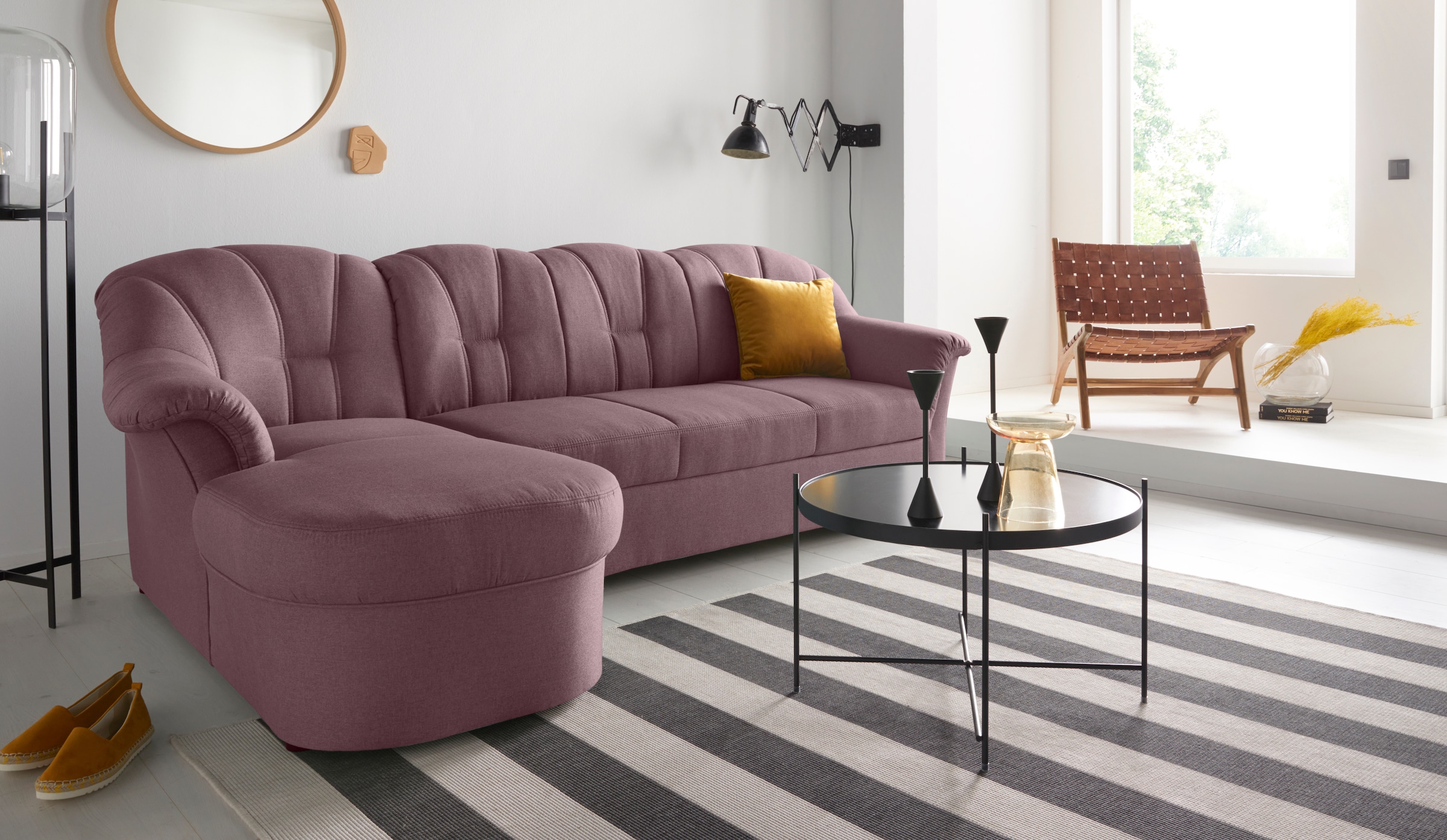 DOMO collection Ecksofa Papenburg L-Form, in grosser Farbvielfalt, wahlweise mit Bettfunktion