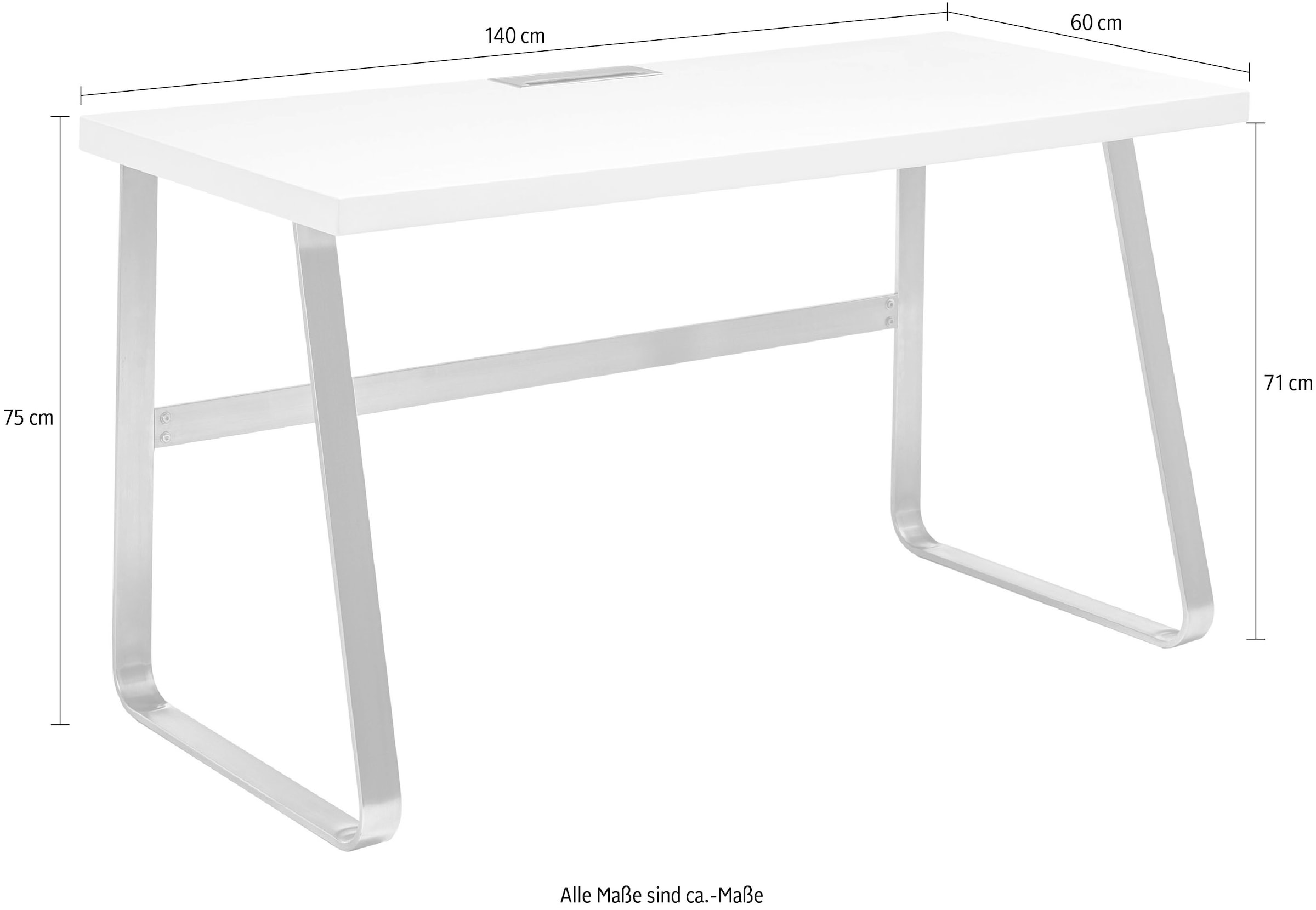 MCA furniture Schreibtisch »Beno«, 140 cm Breite mit Gestell in Edelstahloptik