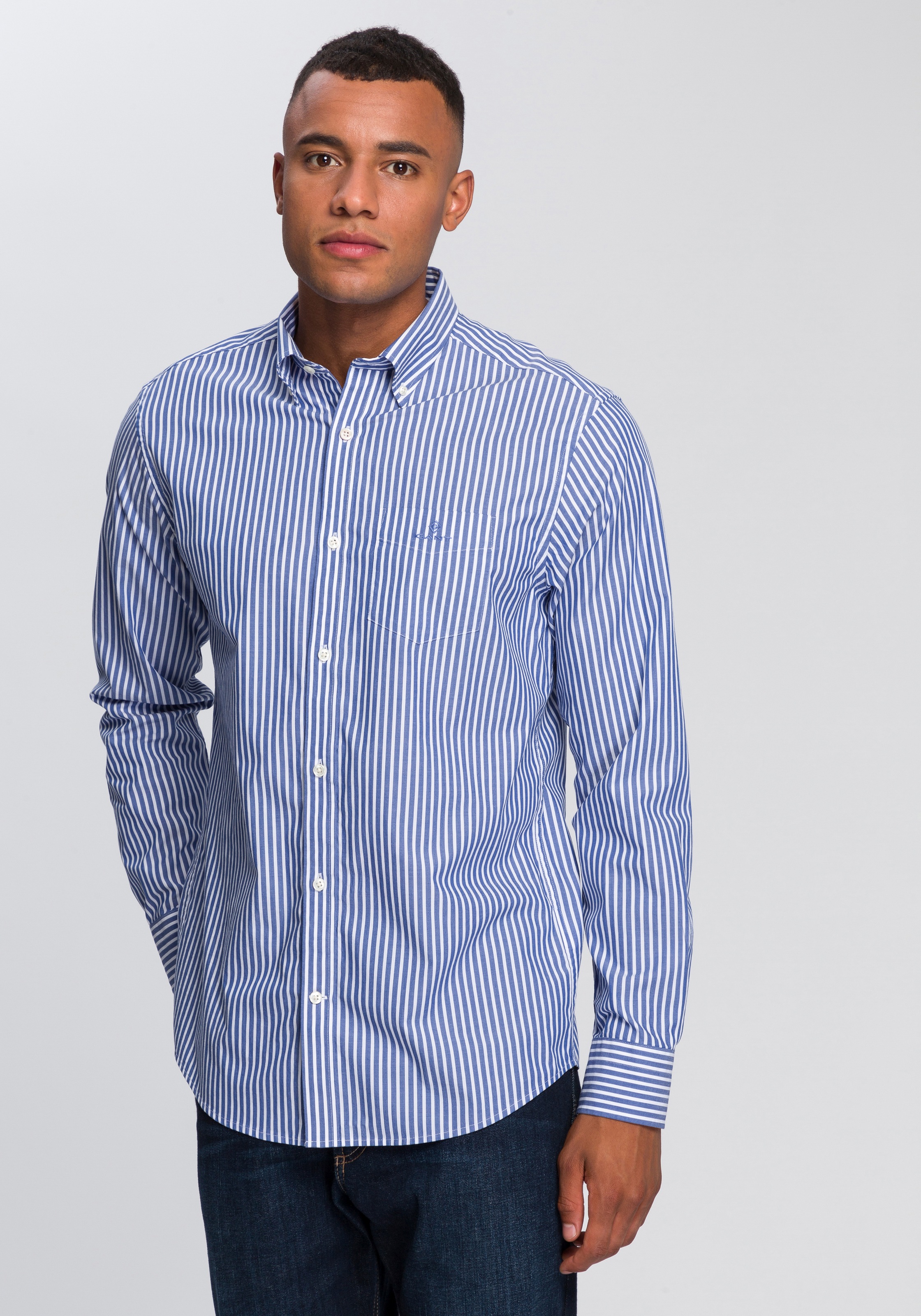 Gant Langarmhemd »THE BROADCLOTH STRIPE REG«, mit Logostickerei auf der Brust kaufen