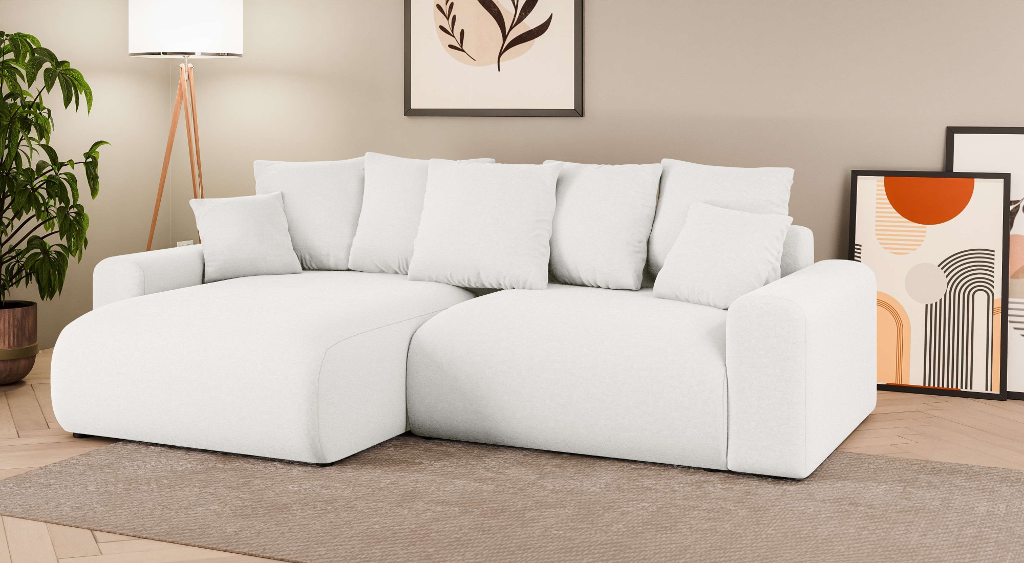 Home affaire Ecksofa »LAKESIDE klein mit Bettfunktion und Bettkasten, B/T/H 235/142/84 cm«, L-Form, Recamiere beidseitig montierbar, mit Wellenunterfederung