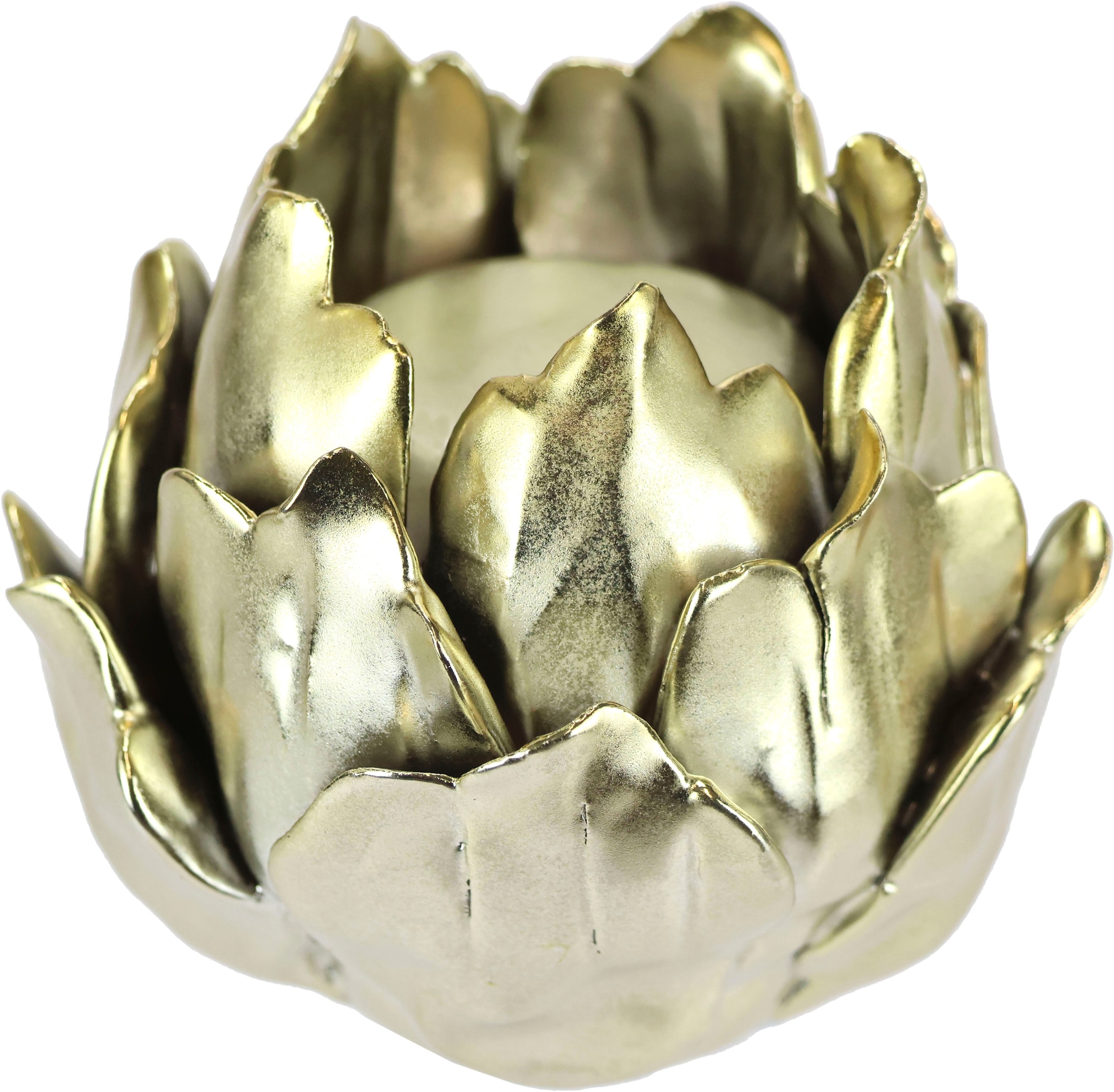 I.GE.A. Kerzenhalter »Artischocke, Teelichthalter aus Keramik, Höhe ca. 9 cm«, (1 St.), passend für eine Stumpenkerze oder Teelichtkerze mit Ø 4 cm