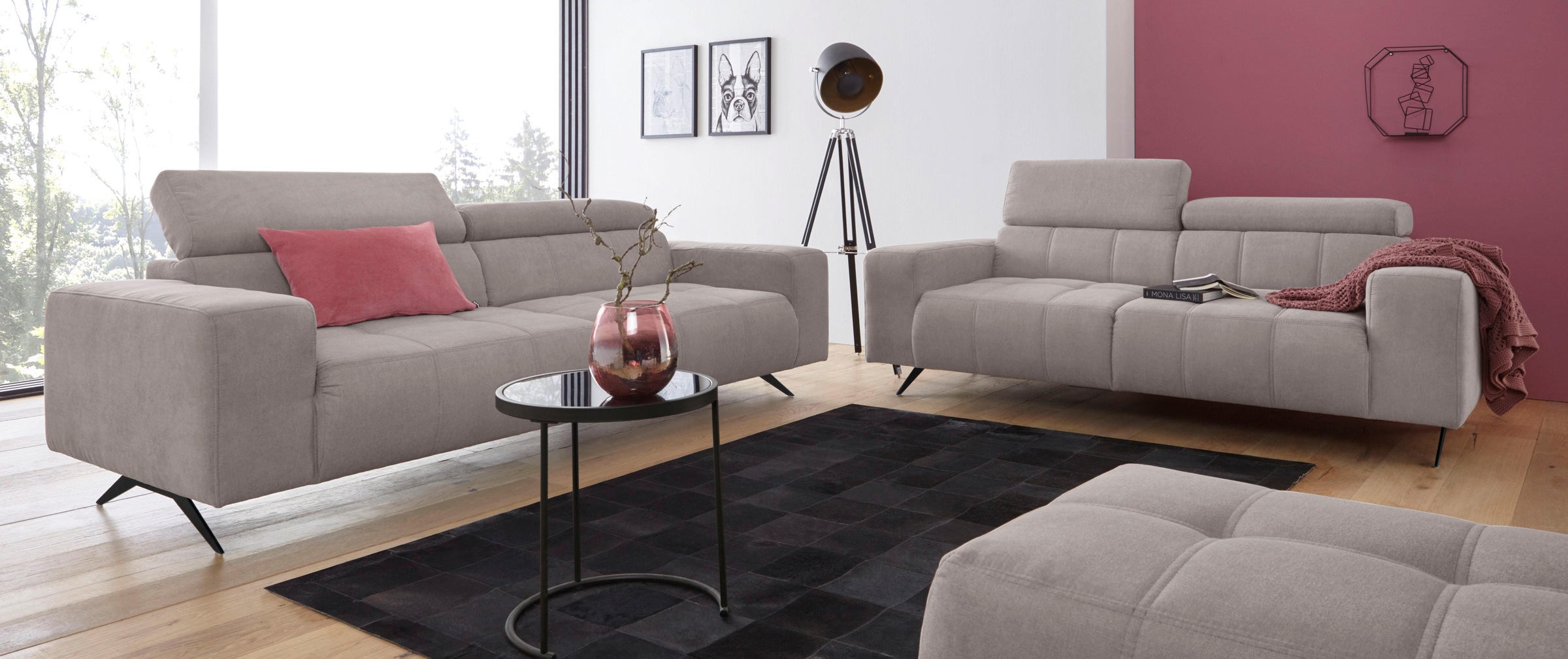 DOMO collection 2-Sitzer »Trento, mit Kufenfuss oder Einzelfuss«, wahlweise mit Kopfteilverstellung und in zwei Grössen erhältlich