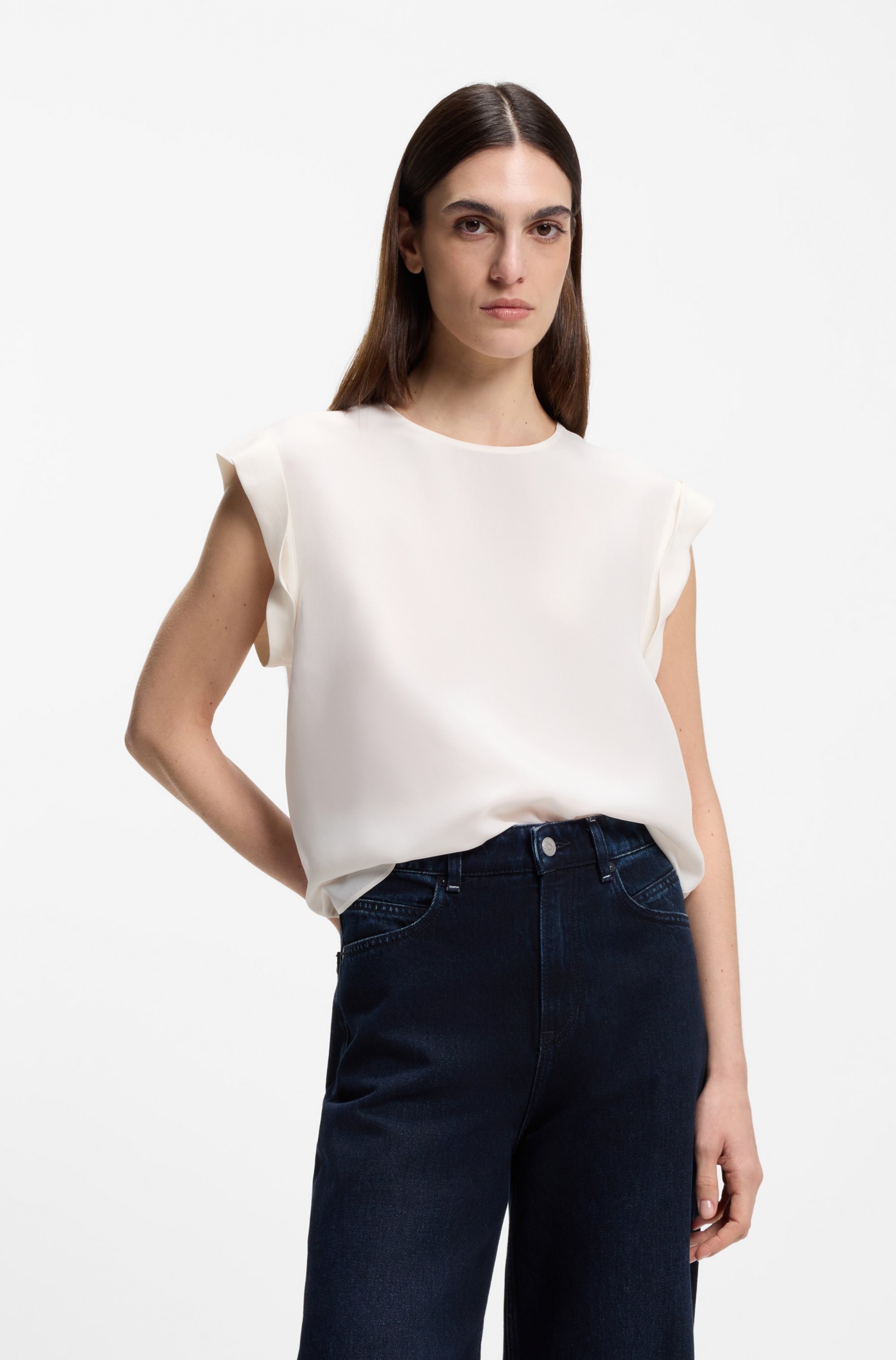 BOSS ORANGE Shirtbluse »Irnette Premium Damenmode« mit Ärmelaufschlag