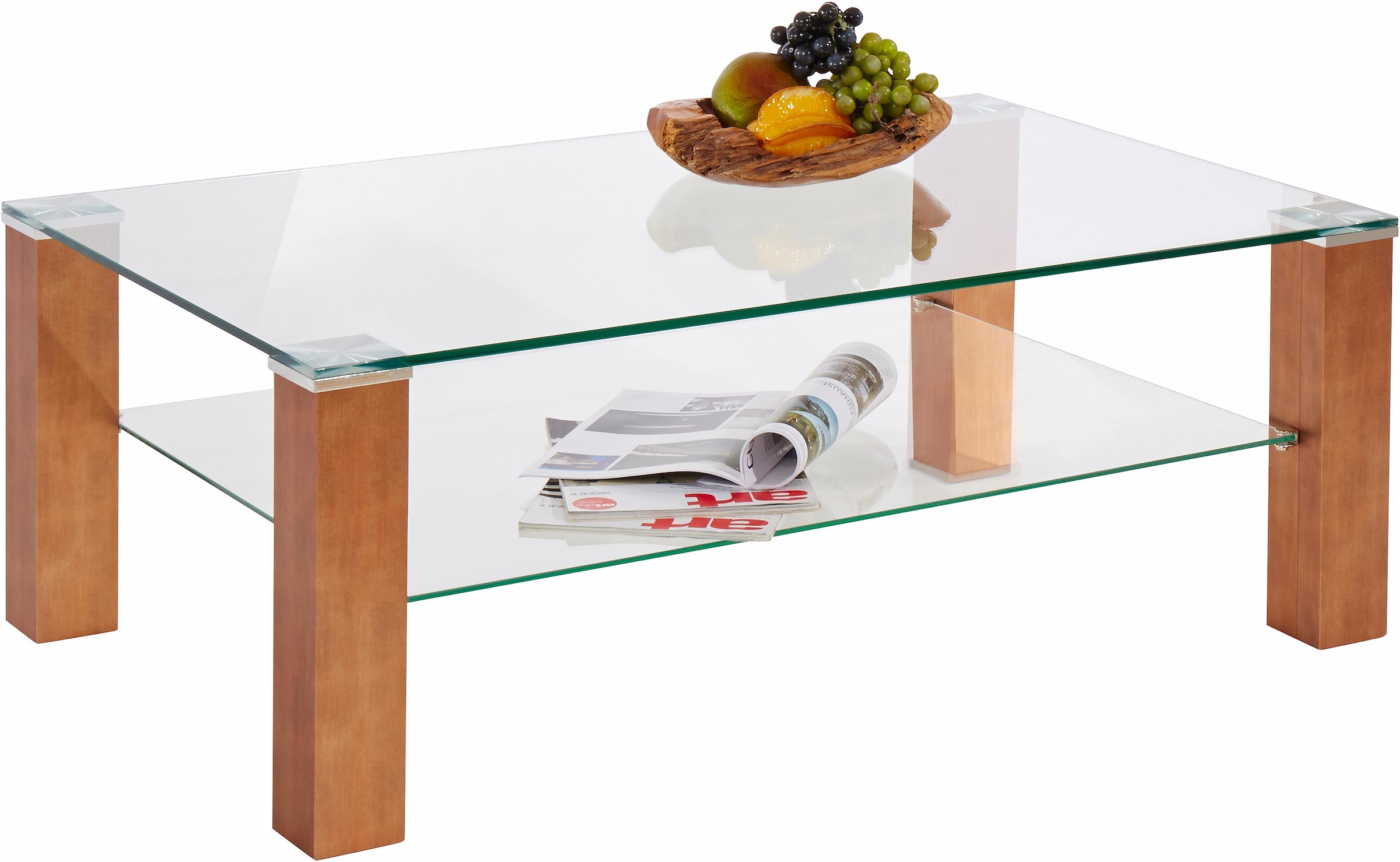 PRO Line Couchtisch, mit Glasplatte, Jelmoli-Versand Glas, aus kupferfarbig | shoppen Gestell Holz online Ablageboden aus