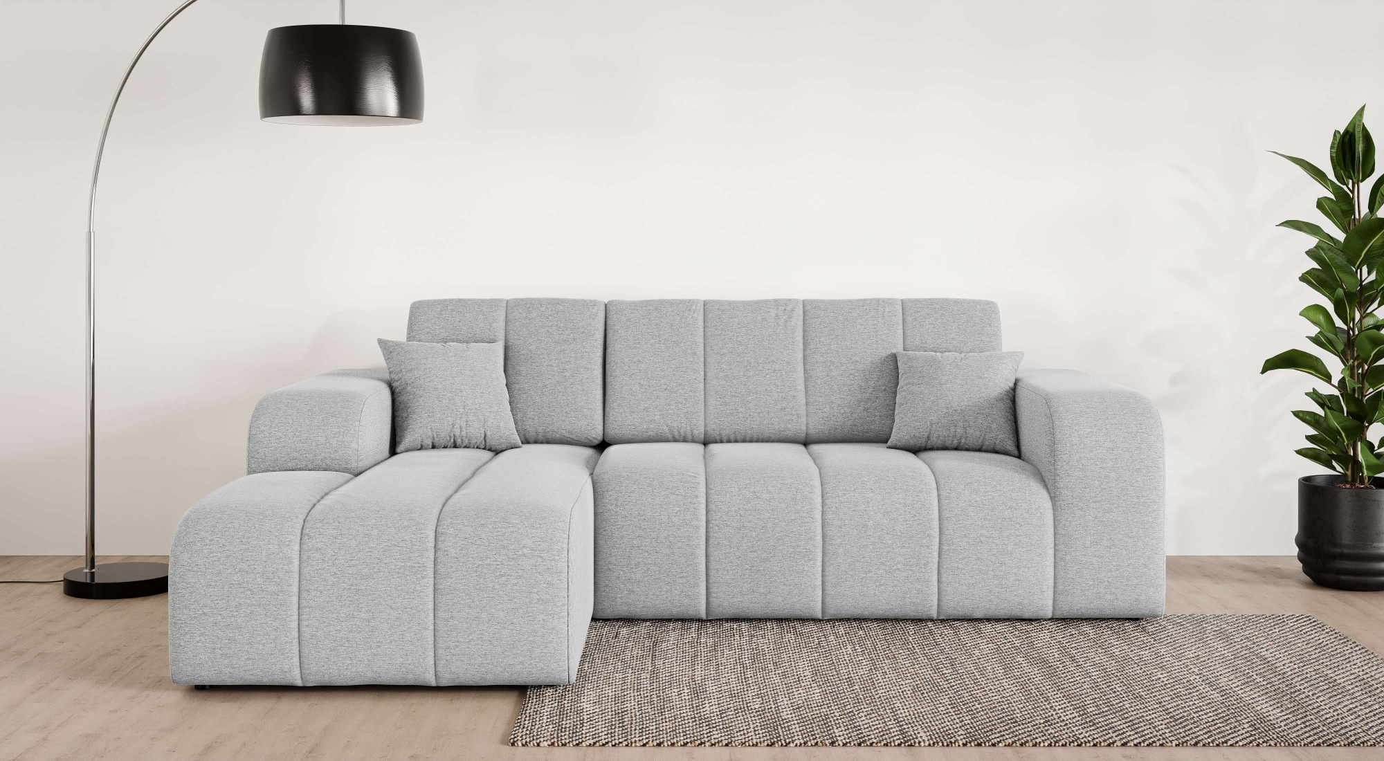 GOODproduct Ecksofa "CASSY L-Form, Schlafsofa mit Bettkasten, Masse B/T/H: 245/165/88 cm" mit 2 Rückenkissen, Recamiere rechts oder links bestellbar