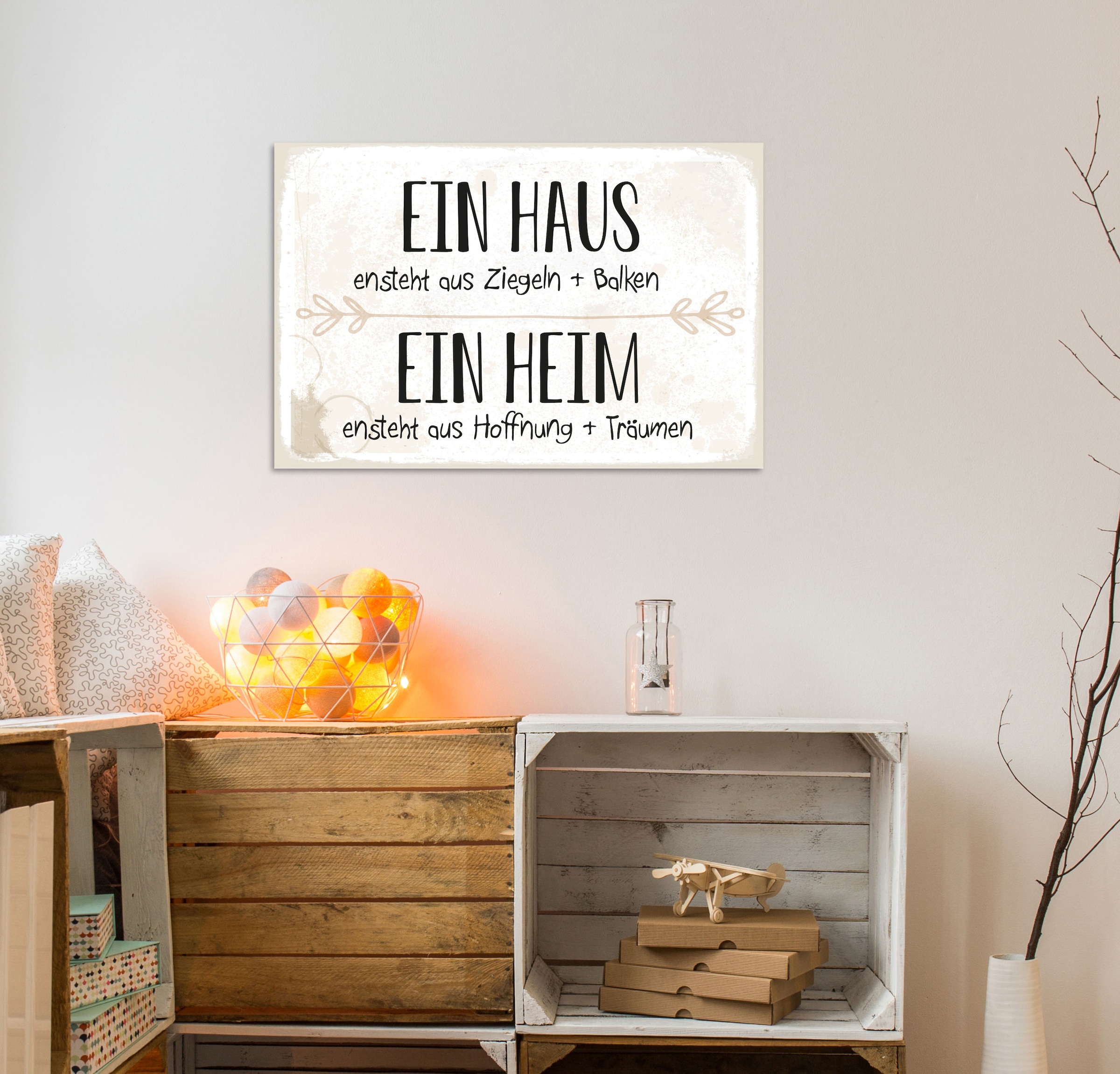 queence Metallbild »Heim«, Sprüche, (1 St.)