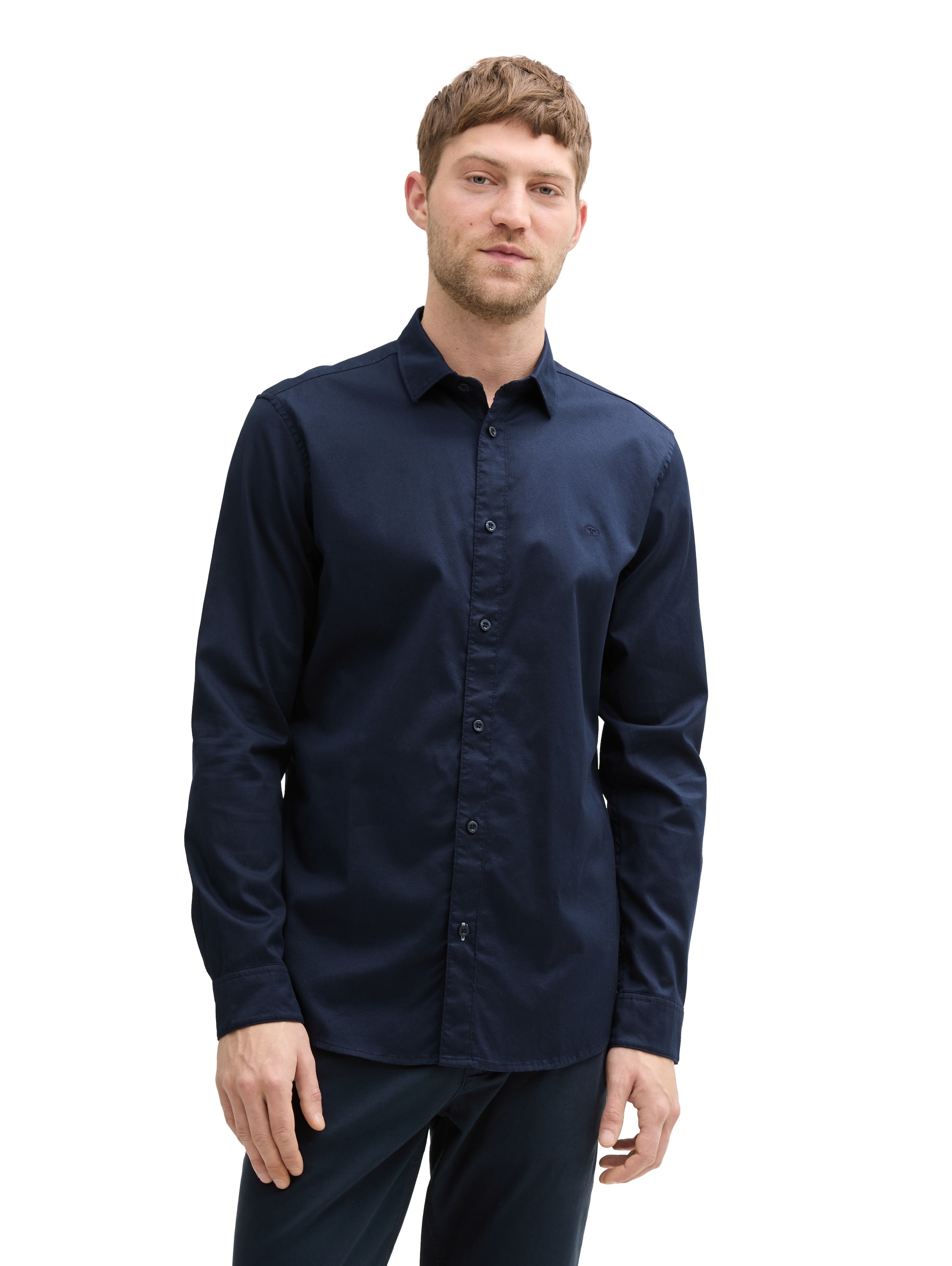 TOM TAILOR Langarmhemd mit Logo Stickerei