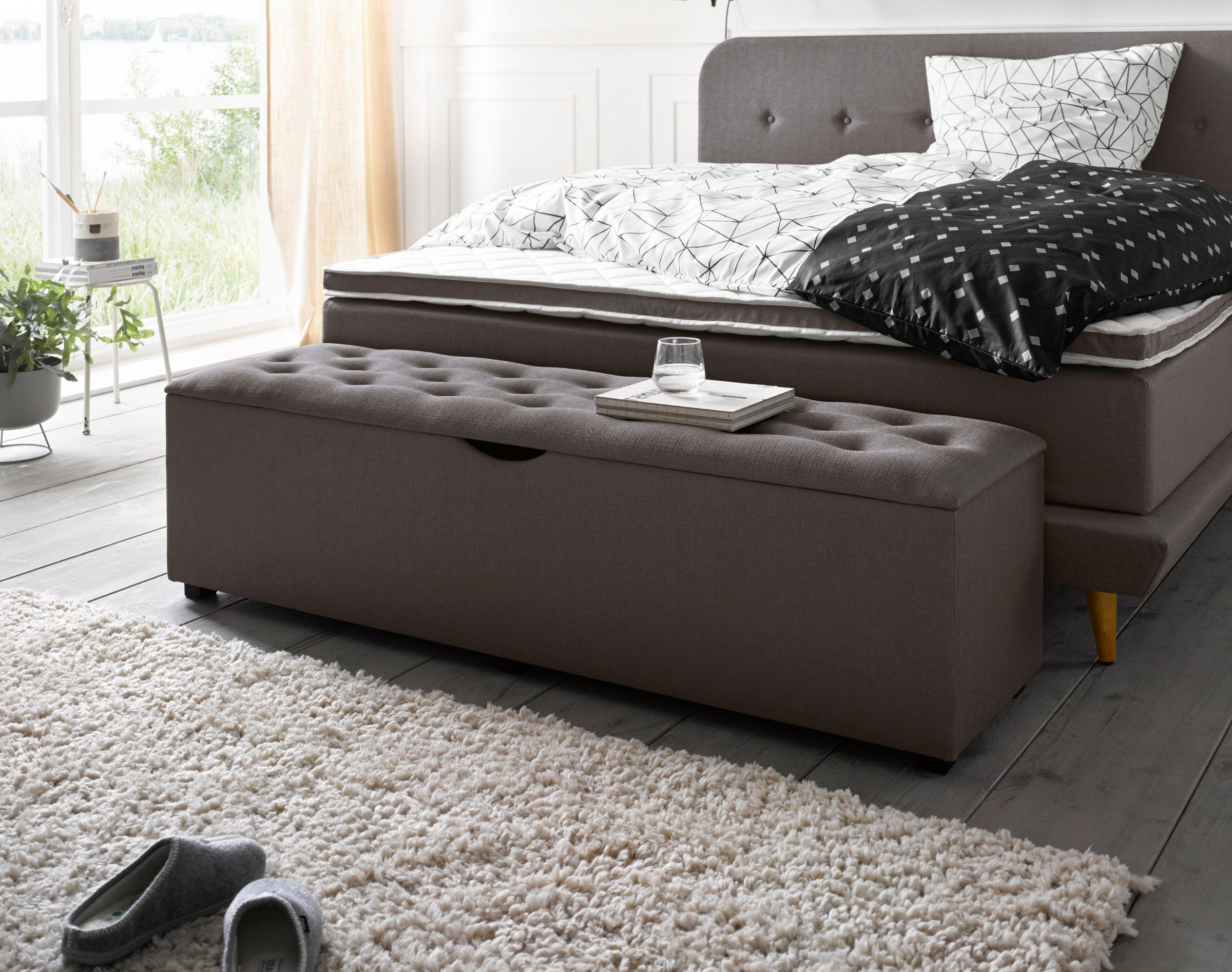 Places of Style Hockerbank »Knobbed«, Hockerbank mit Stauraum, Breite 120 cm und 160 cm