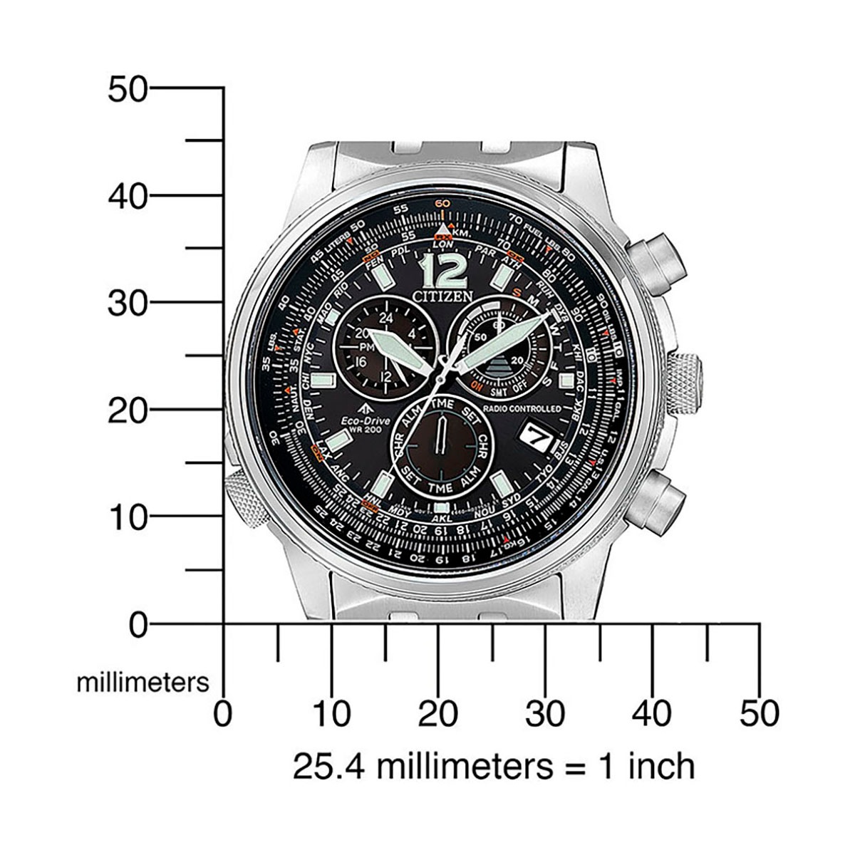Citizen Funkchronograph, Armbanduhr, Herrenuhr, Solar, Stoppfunktion, bis 20 bar wasserdicht