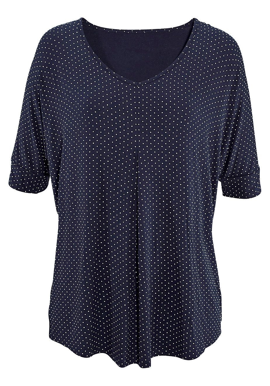 LASCANA Kurzarmshirt »mit Kellerfalte«, aus weichem Viskose-Stretch