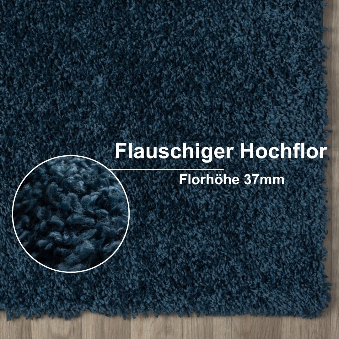 Myflair Möbel & Accessoires Hochflor-Läufer »My Shaggy«, rechteckig, 37 mm Höhe, Shaggy, Uni Farben, leicht glänzend, Microfaser, extra flauschig
