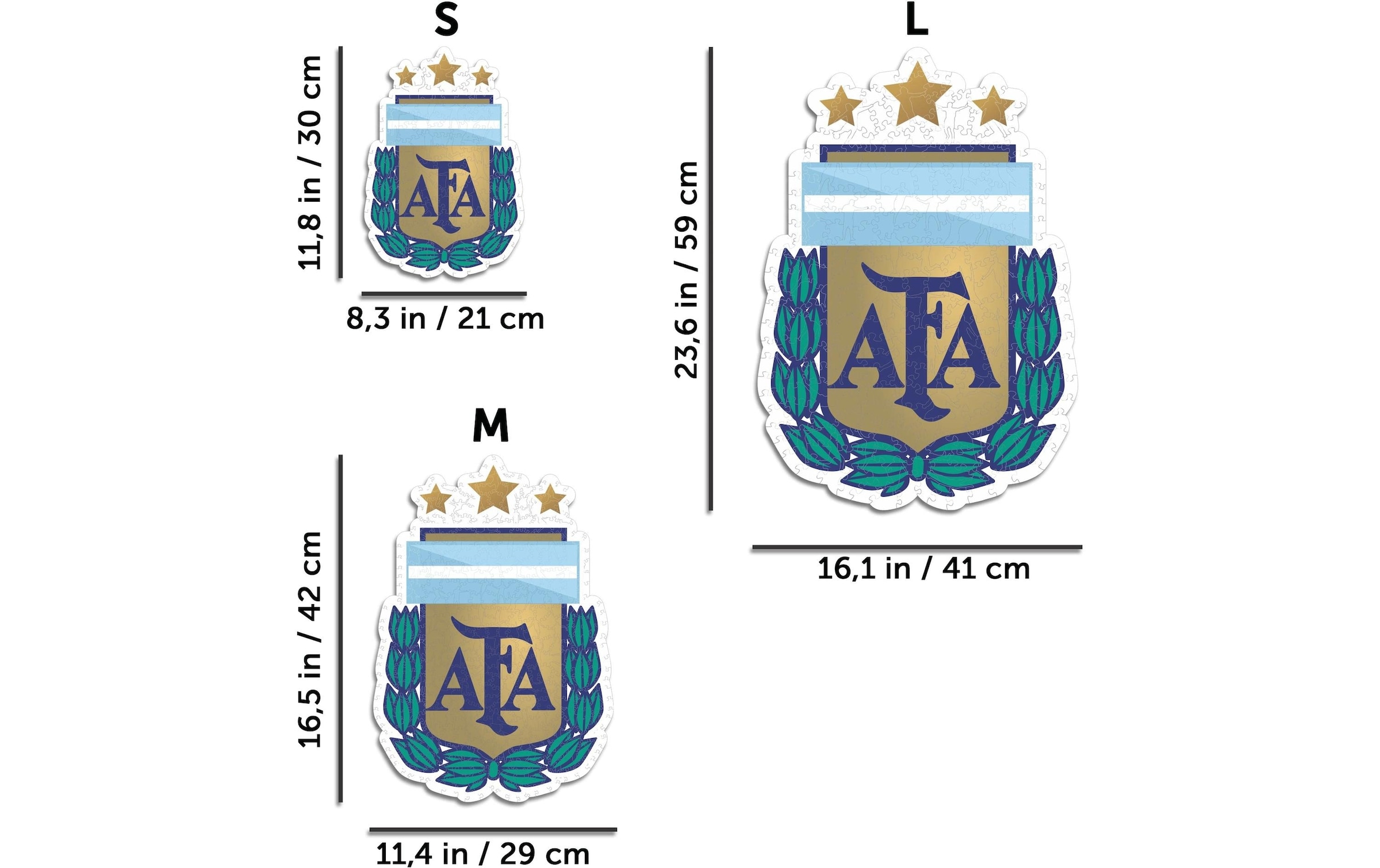 Puzzle »Iconic Nationalmanschaft Argentinien- Logo«, Holzart: Birke (Herkunftsland: China)