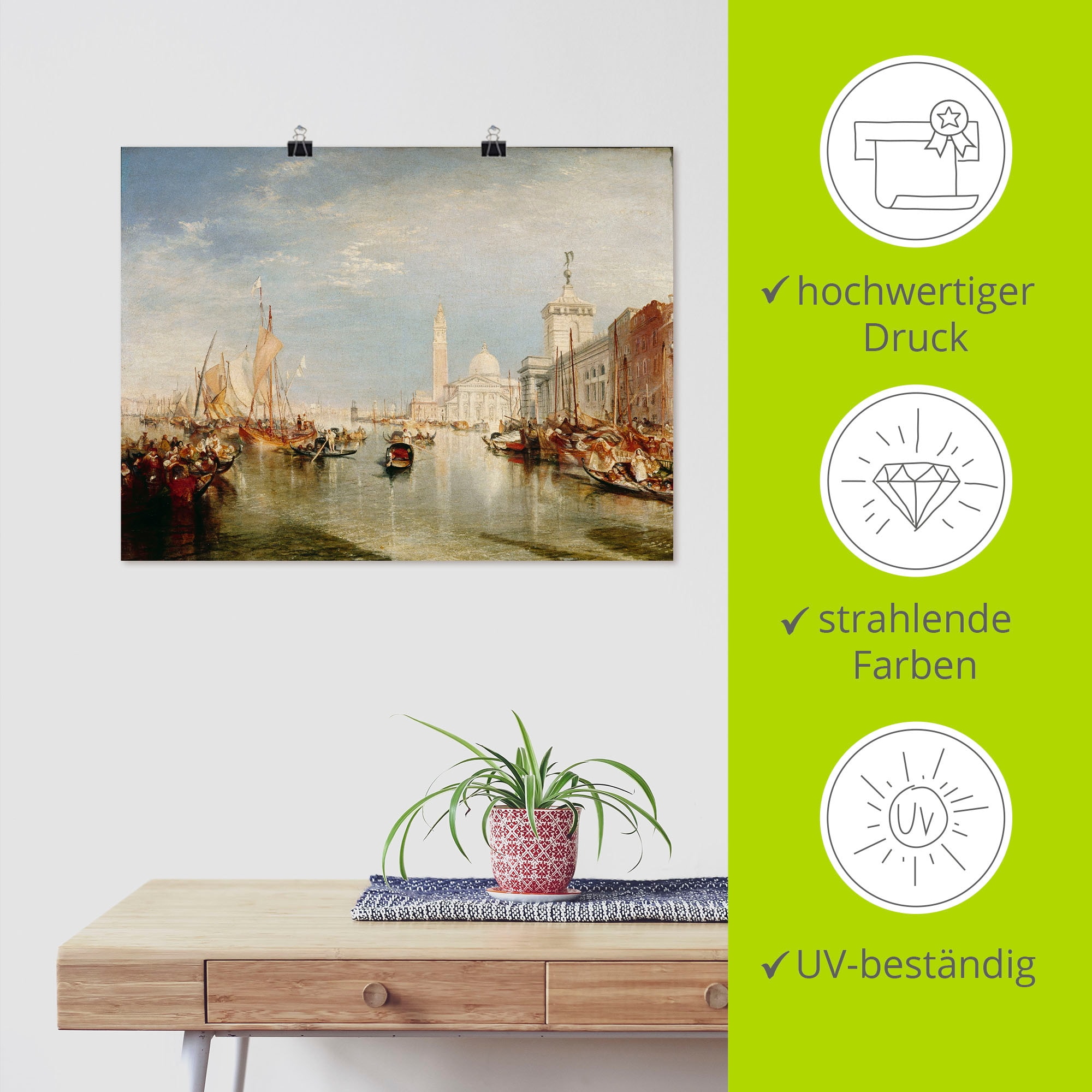 Artland Kunstdruck »Venedig, Dogana und S. Giorgio Maggiore.«, Italien, (1 St.), als Leinwandbild, Wandaufkleber oder Poster in versch. Grössen