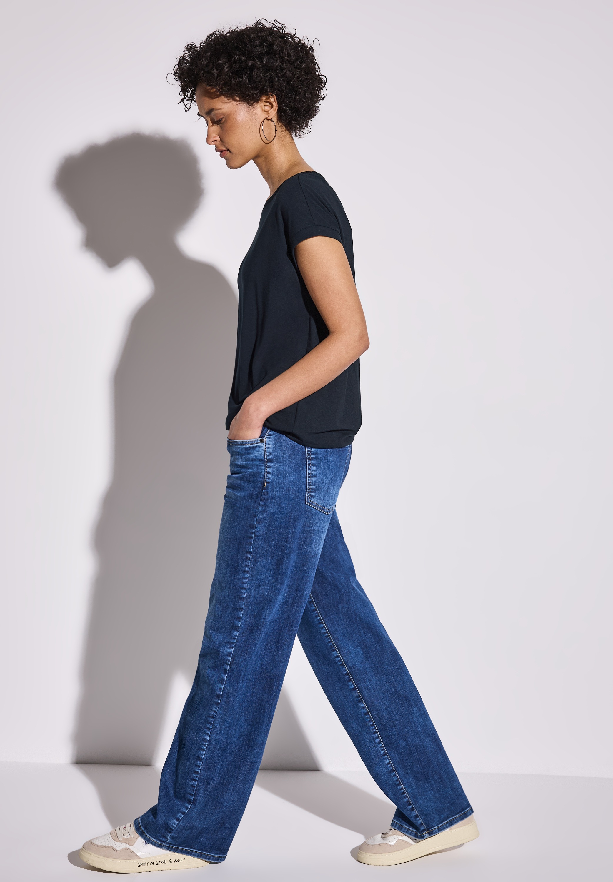 STREET ONE T-Shirt, mit Dekortape und elastischem Saum