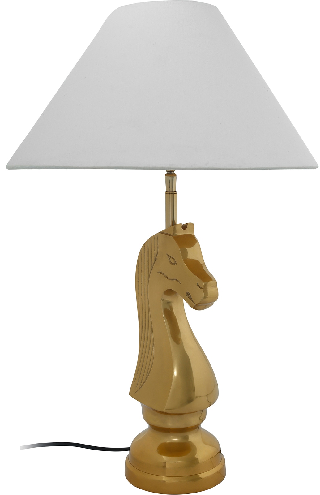 Kayoom Tischleuchte »Shah« E27 1 Stk. Tischlampe mit dekorativem Schah-Pferd-Sockel aus Metall, Stoffschirm
