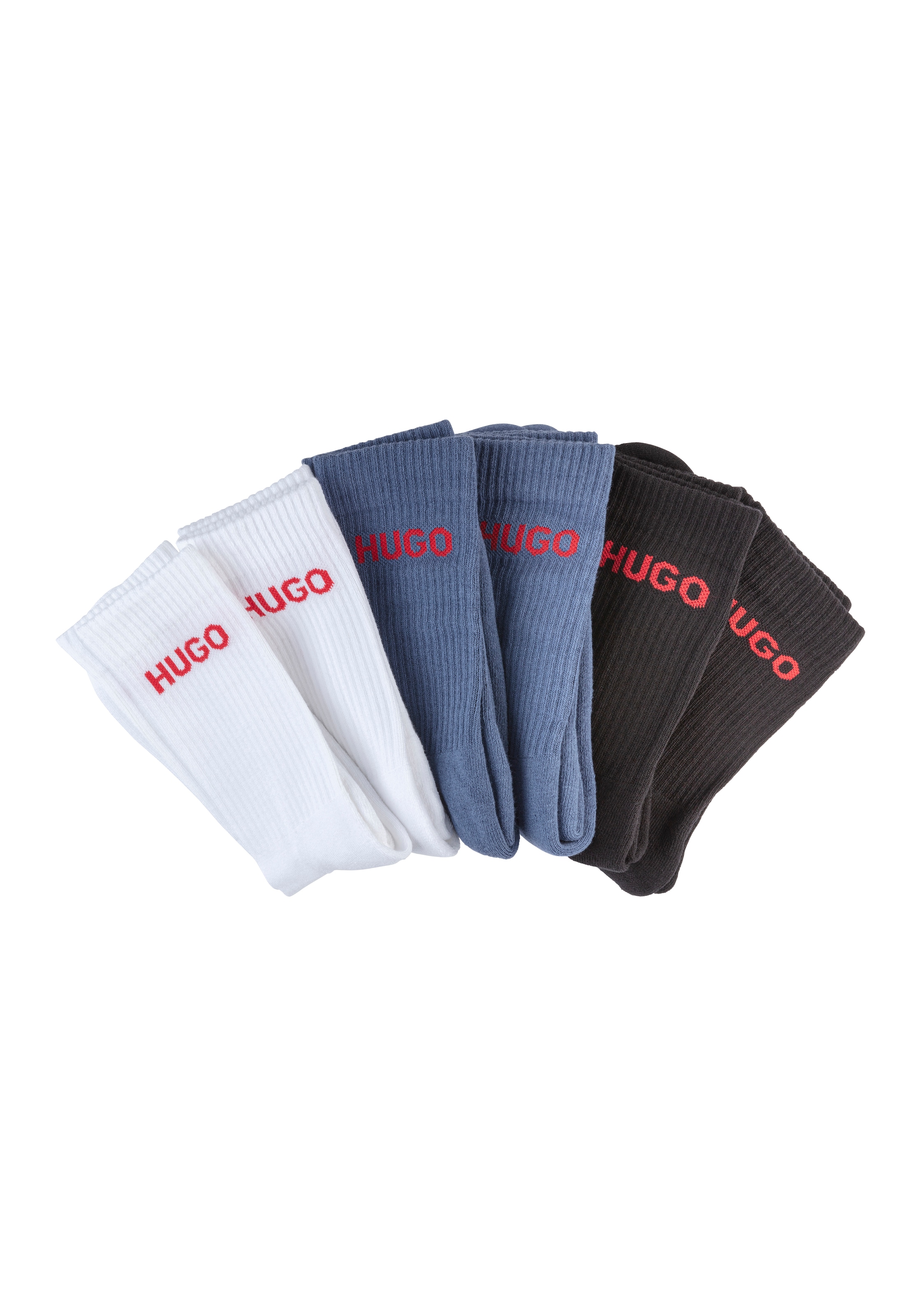 HUGO Underwear Socken »6P QS RIB LOGO CC«, (Packung, 6 Paar, 6er Pack), mit eingestricktem HUGO Logo