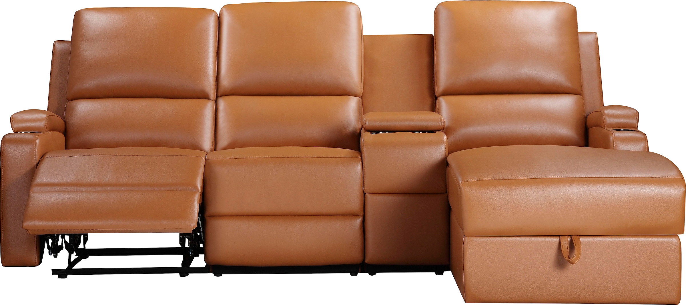 Home affaire Ecksofa »NAPORI Multimediasofa, 3er Kinosessel XXL, L-Form, 3 Bezugsstoffe«, Kinosofa mit Relaxfunktion, Getränkehalter, Staufach und Staukasten