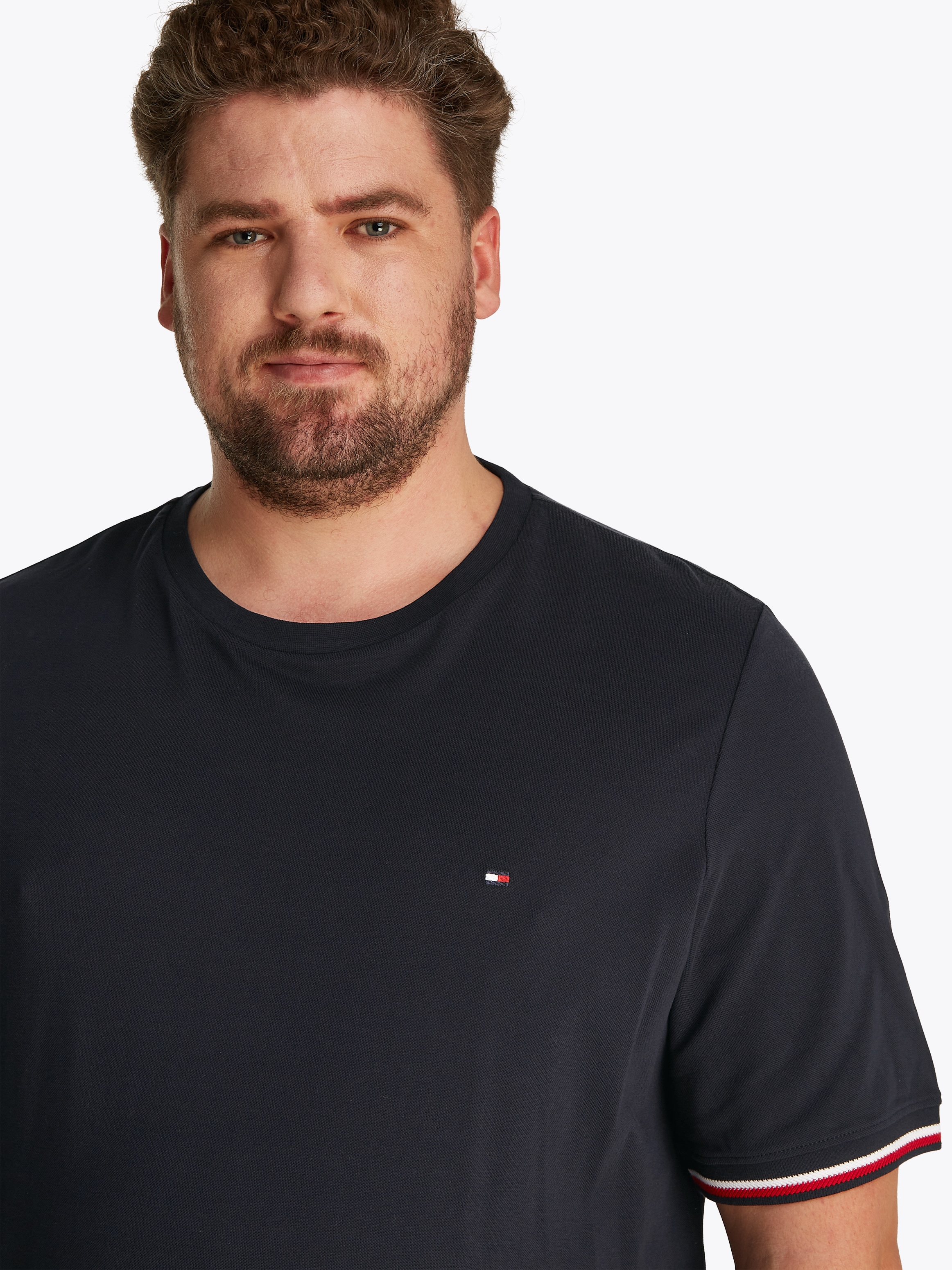 Tommy Hilfiger Big & Tall T-Shirt »BT-GLOBAL STRIPE CUFF TEE-B«, Grosse Grössen