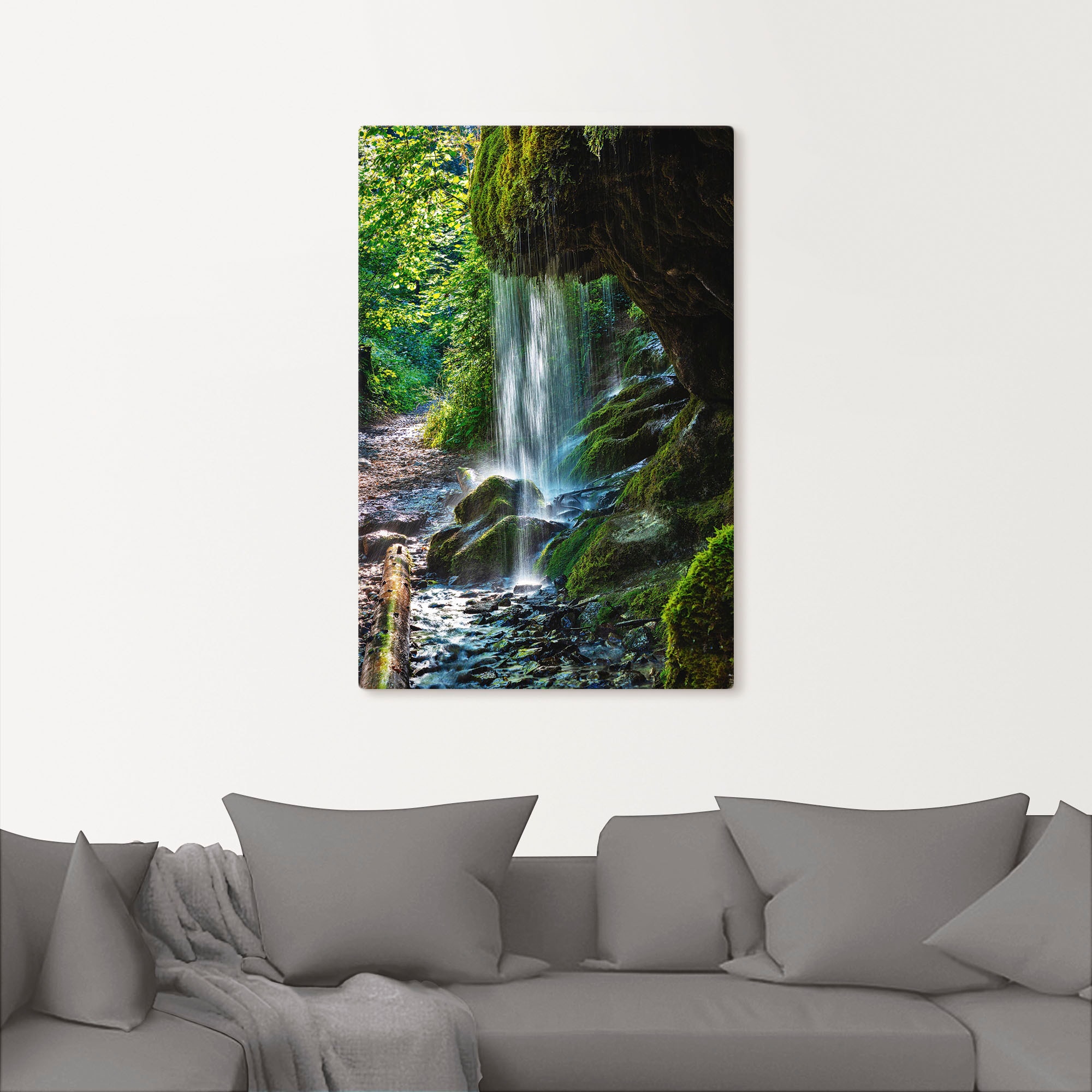 Artland Wandbild »Moosbedeckter Wasserfall«, Wasserfallbilder, (1 St.), als Alubild, Outdoorbild, Leinwandbild, Wandaufkleber, versch. Grössen