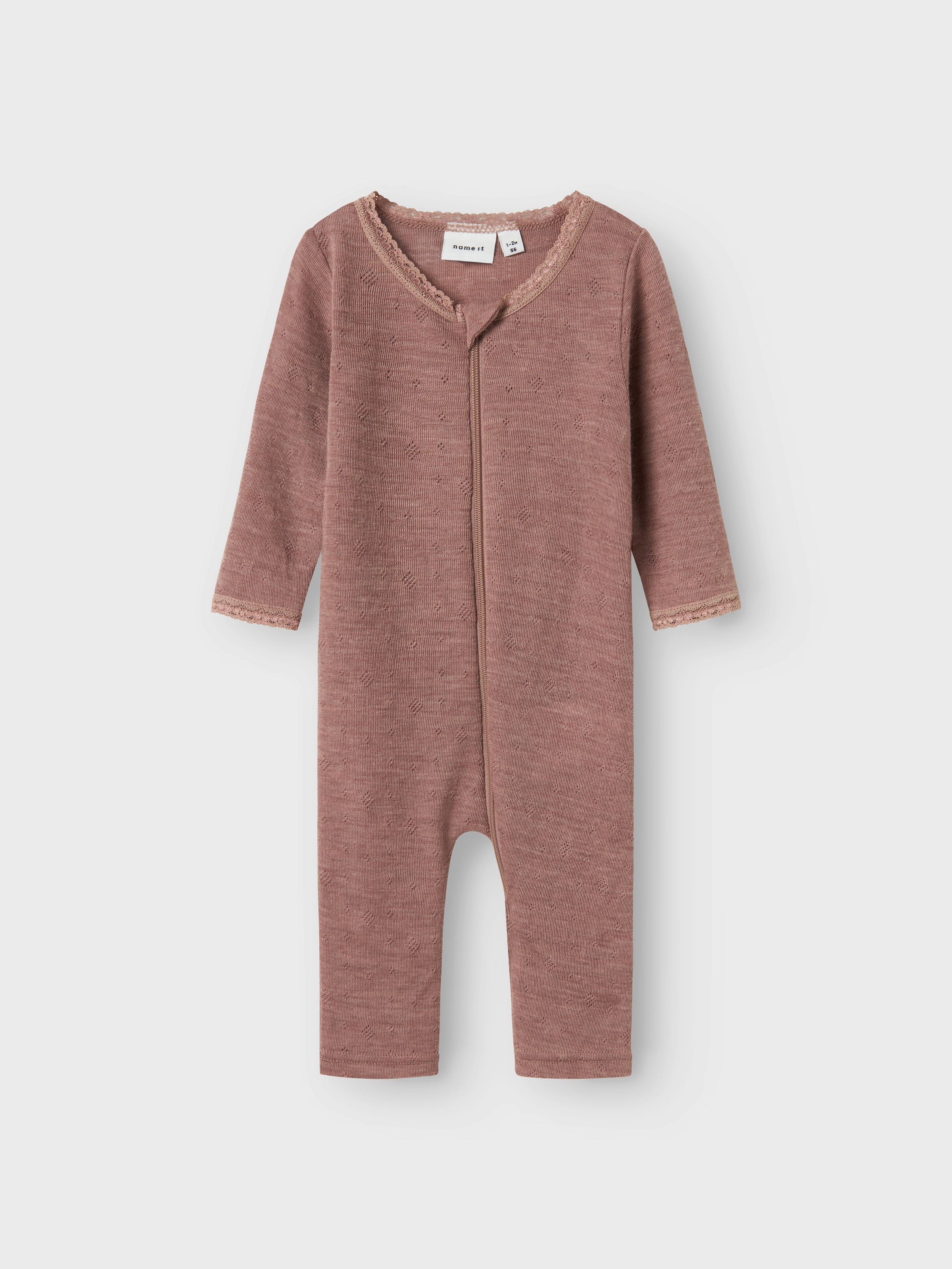 Name It Schlafanzug »NBFWANG WOOL NEEDLE NIGHTSUIT SOLID NOOS«, aus reiner Merinowolle