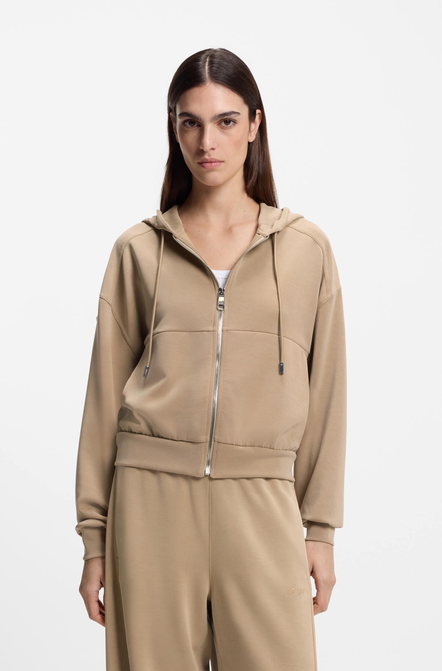 BOSS ORANGE Kapuzensweatjacke »Elijak Premium Damenmode« im Oversized Fit