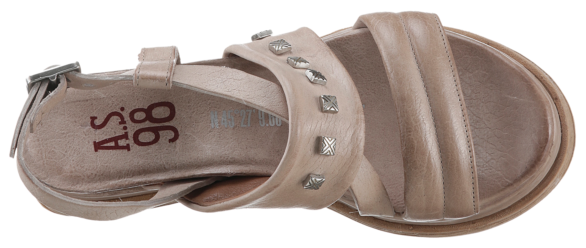 A.S.98 Sandalette »DUST«, Sommerschuh, Sandale, Keilabsatz, mit eckigen Nieten besetzt