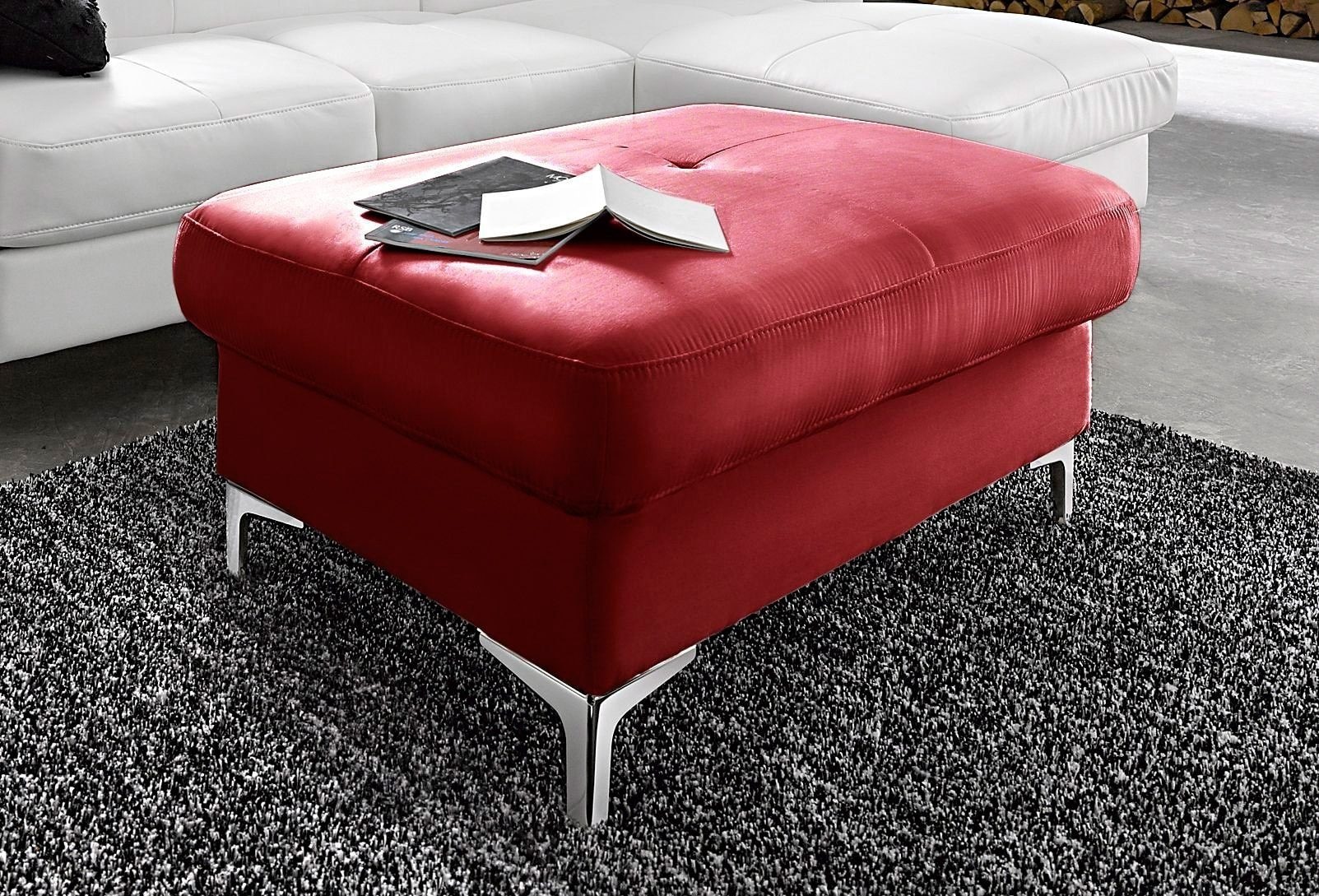 COTTA Polstergarnitur »Sammy L-Form«, (Set), Set bestehend aus: Ecksofa mit Kopfteilverstellung & Hocker