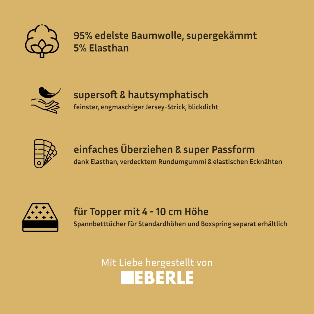 bellana Spannbettlaken "bellana deluxe für Topper, mit Elasthan, Premium Jersey 230 g/m²" mit 5% Elasthan, für Topper mit 4-10cm Höhe, bügelfrei, faltenfrei