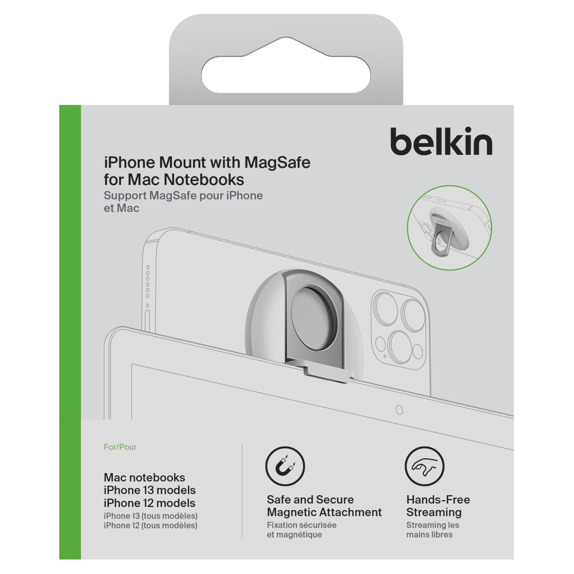 Belkin Smartphone-Halterung »iPhone Halter mit MagSafe für MacBooks«, auch als Ringgriff oder Ständer verwendbar