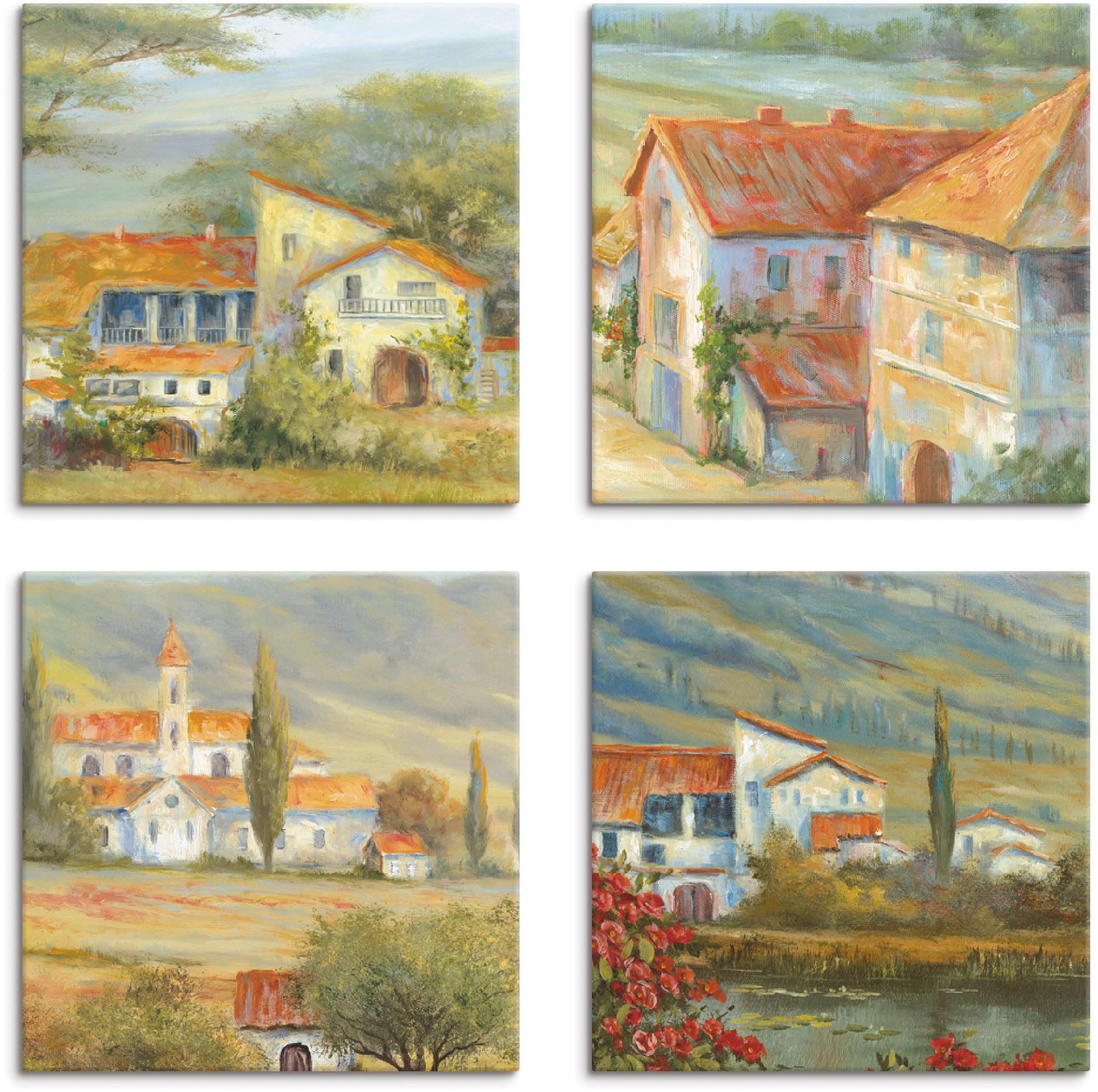 Artland Leinwandbild »Provence Lavendelwiese Mohnlandschaft«, Europa, (4 St.), 4er Set, verschiedene Grössen