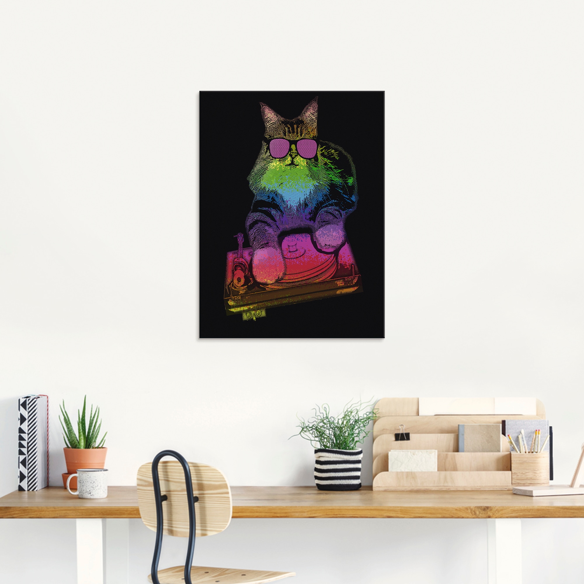 Artland Glasbild »Witzige DJ Katze Party Musik«, Humor, (1 St.), in verschiedenen Grössen