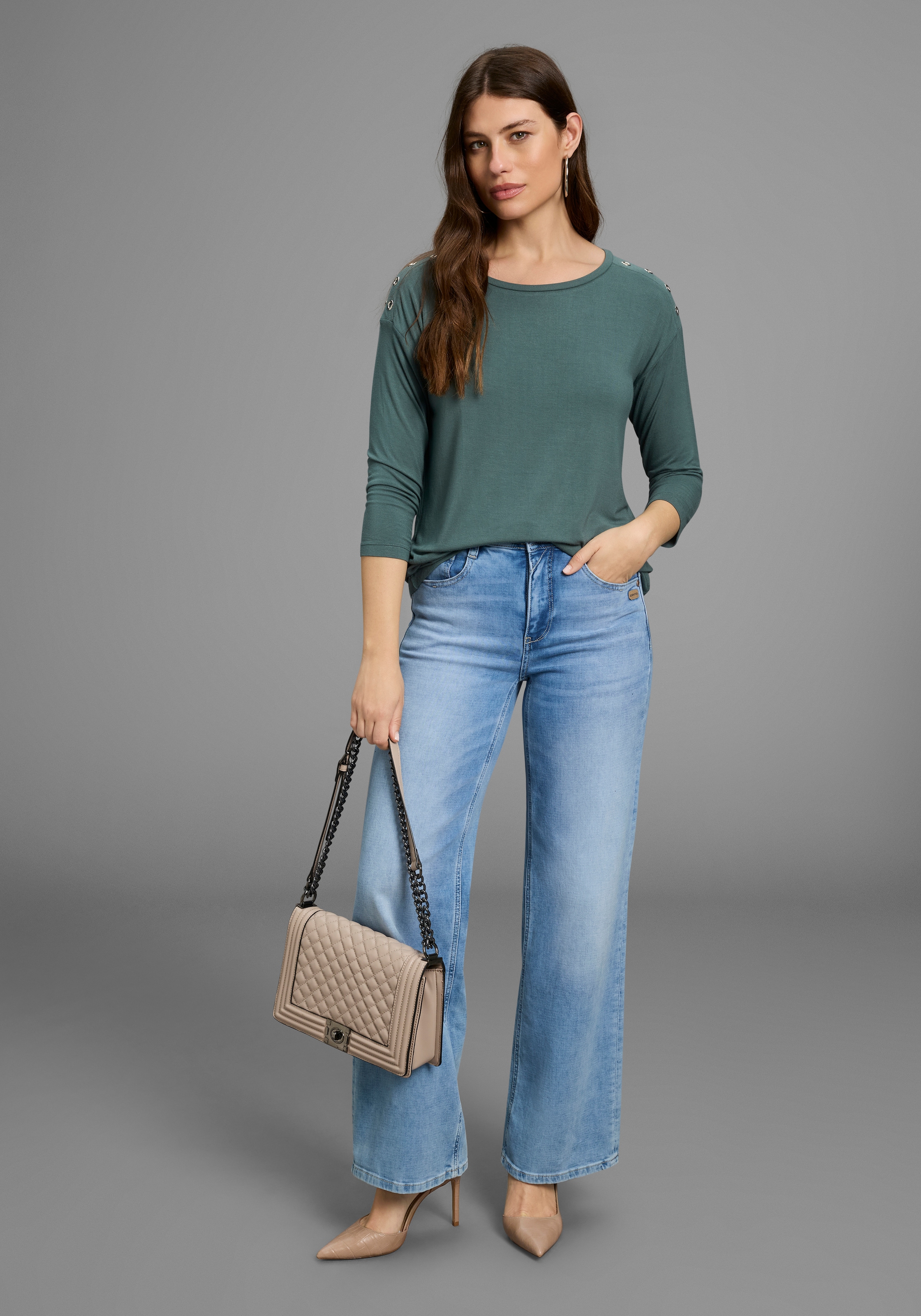 Laura Scott 3/4-Arm-Shirt, mit Metall-Ösen auf der Schulter - NEUE KOLLEKTION