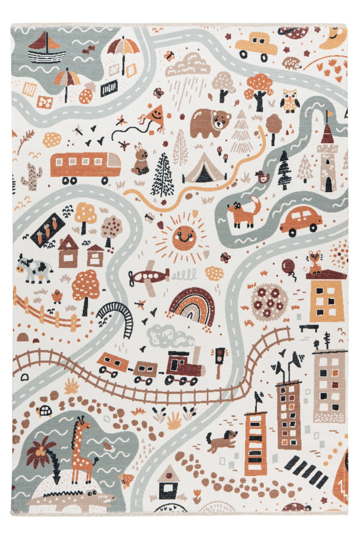 Obsession Kinderteppich »My Greta 622«, rechteckig, 6 mm Höhe, bedruckt, mit Strassen Motiv, waschbar, mit Fransen, Kinderzimmer